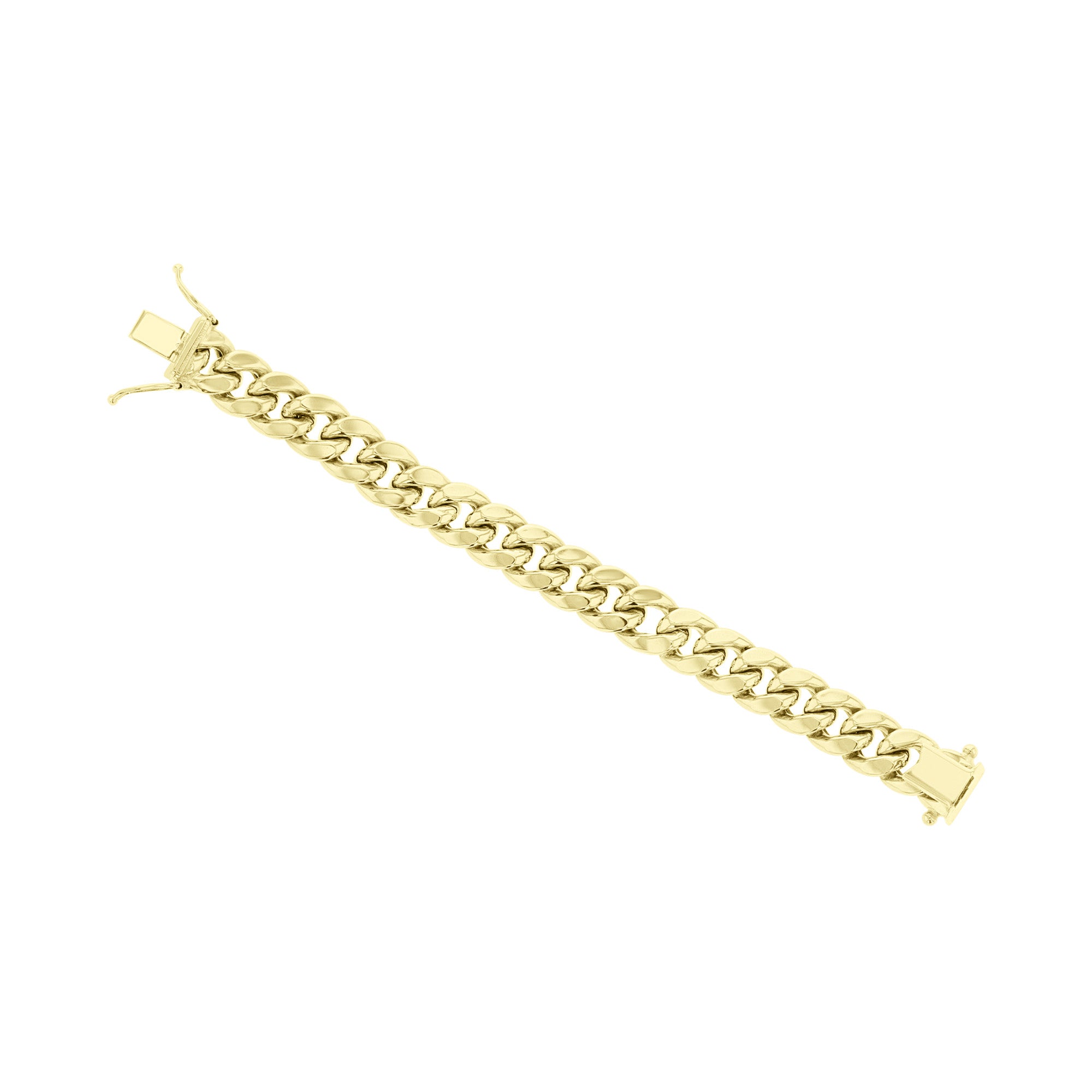 9.5 mm Cuban Chain Bracelet 14K Yellow Gold