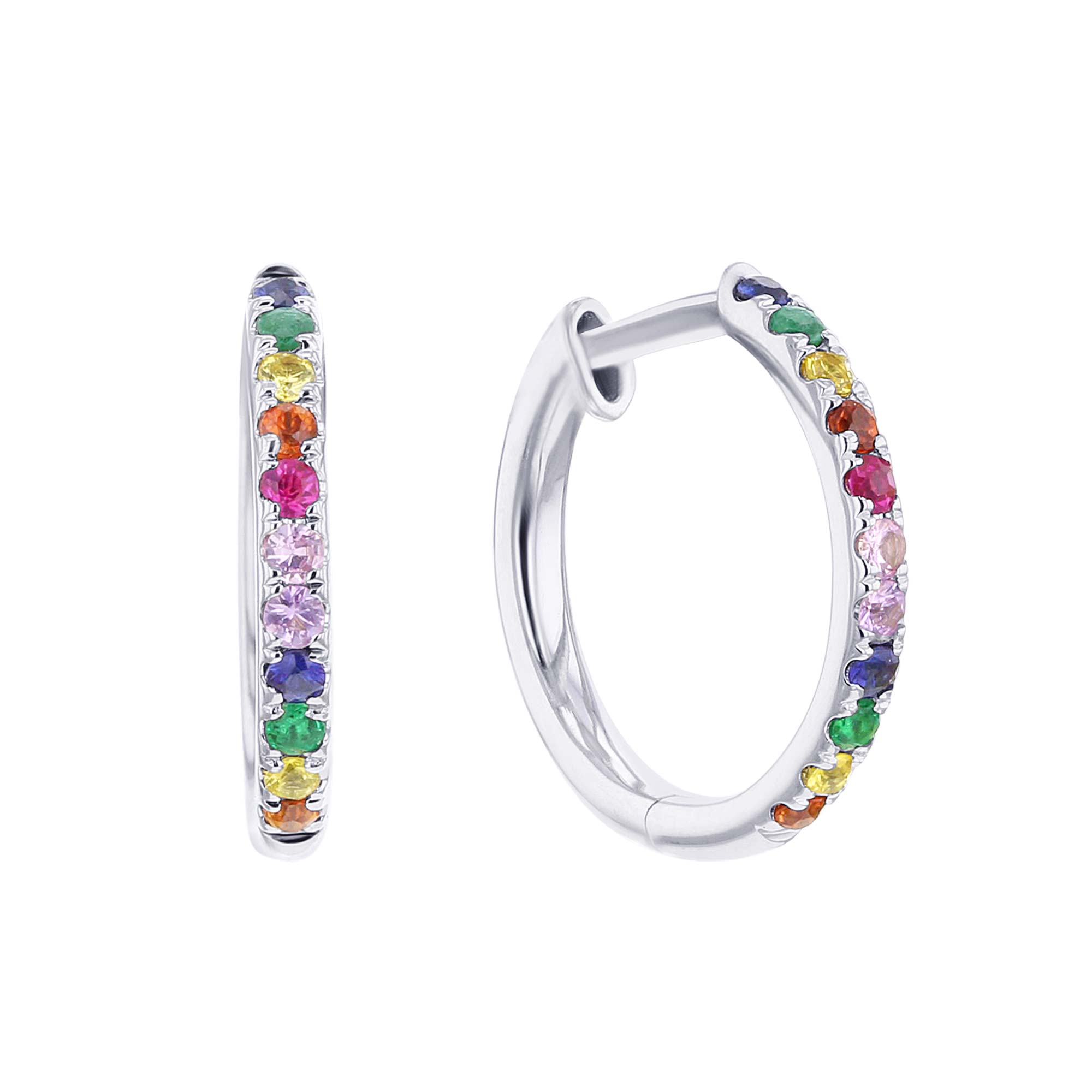 Multi Sapphire hotsell Hoop Earrings Sterling Silver