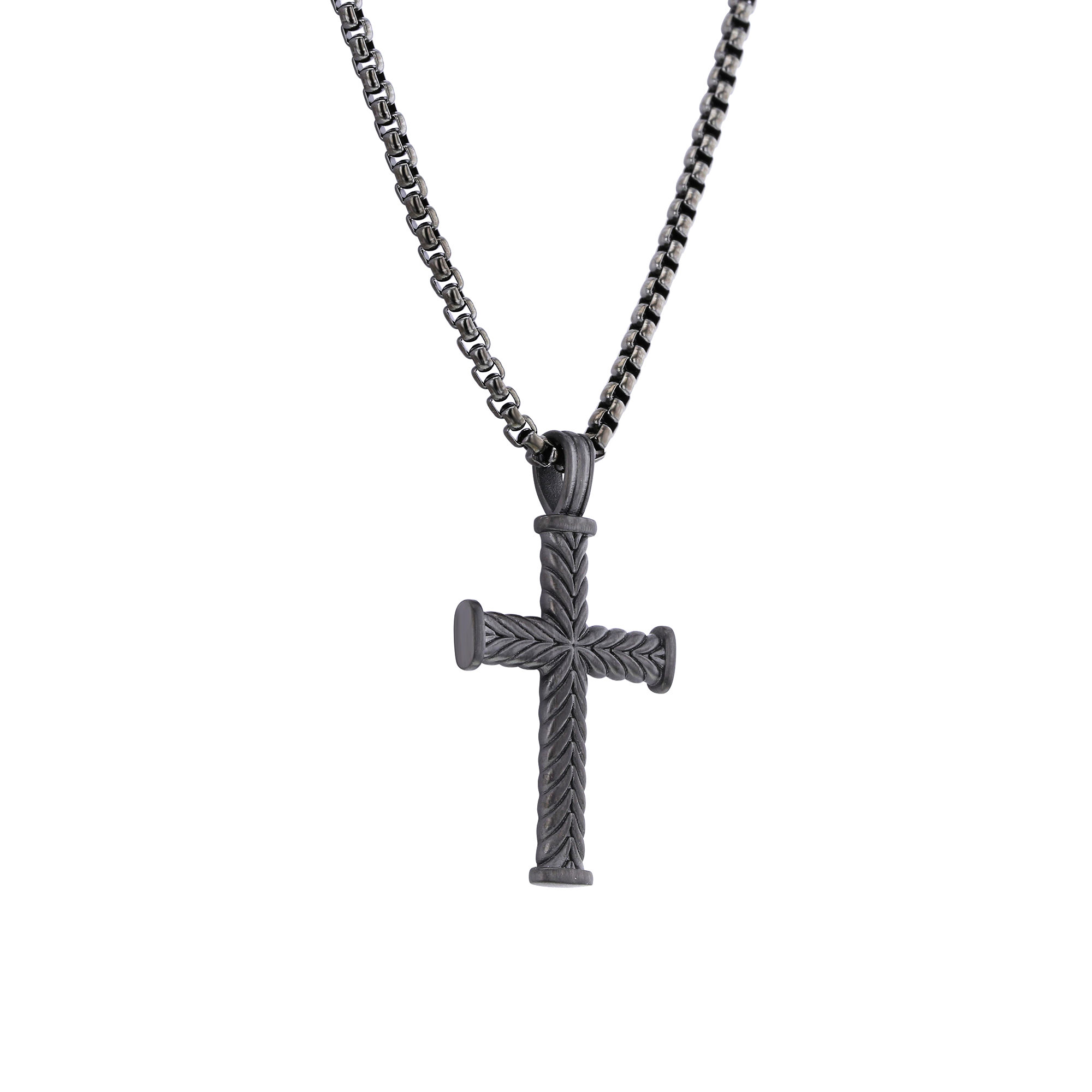 Silas Stainless Steel Chevron Cross Necklace