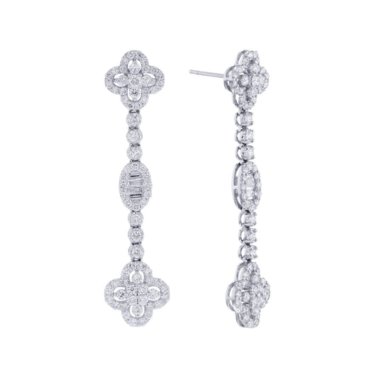 Trefoil Diamond Drop Earrings