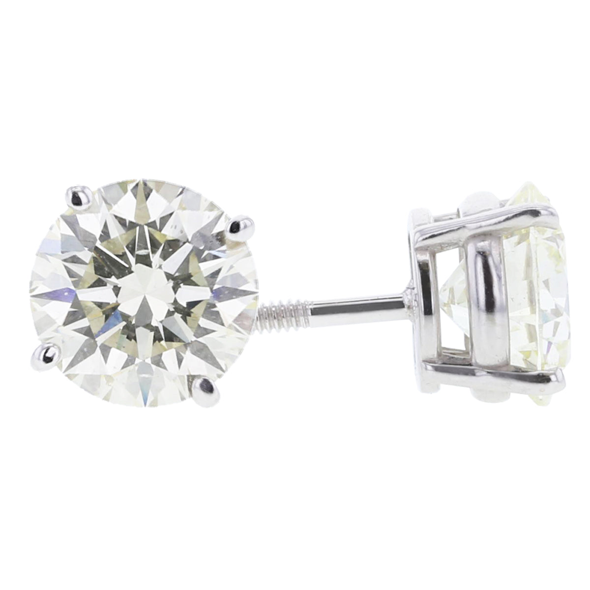 Grande Round Diamond Stud Earrings 5ct - J SI1