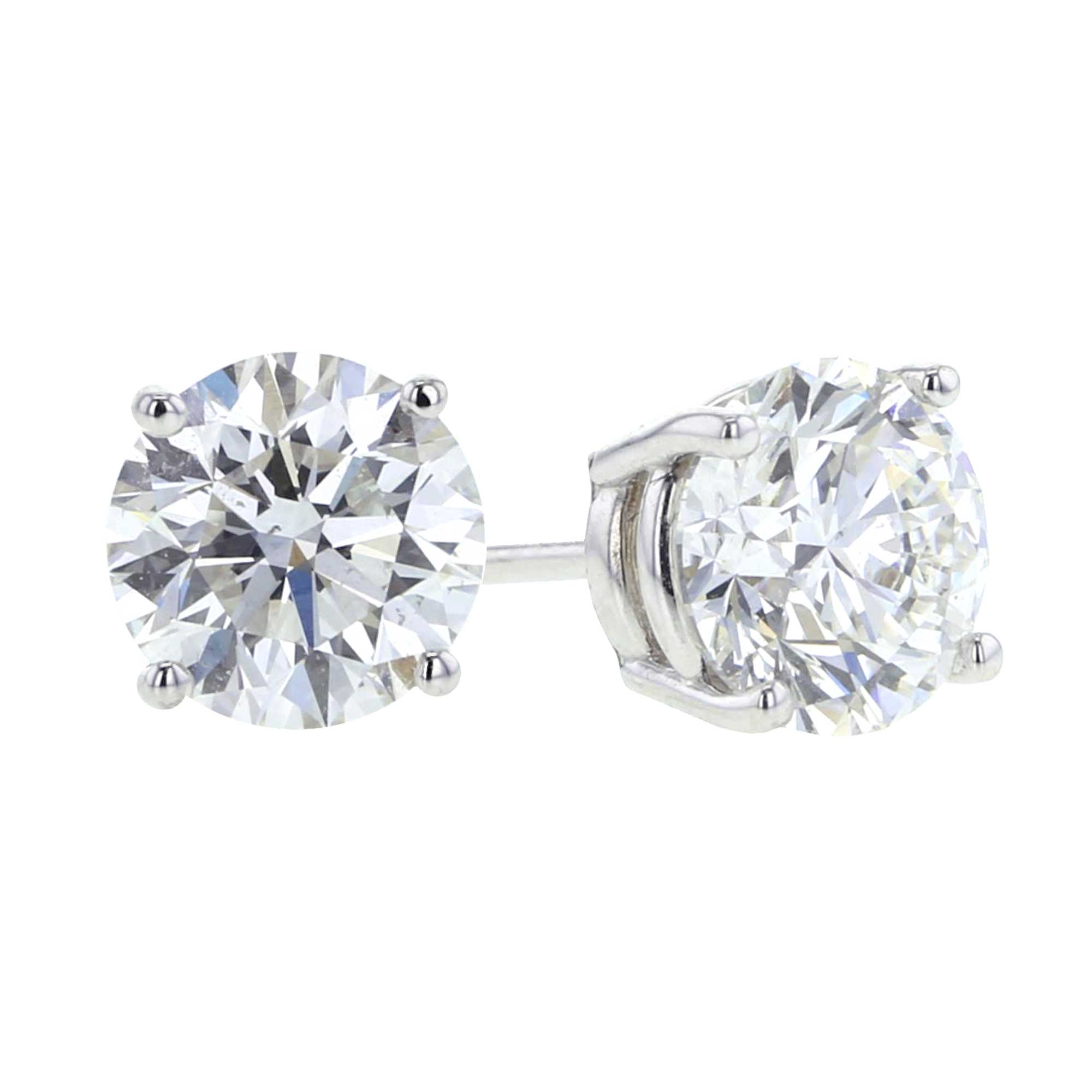 Grande Round Diamond Stud Earrings 1.80ct - E/F SI1 GIA Certified