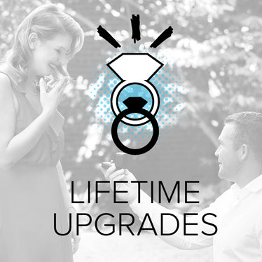 Lifetime upgrades on diamond studs, engagement rings, and solitaire diamond necklaces.