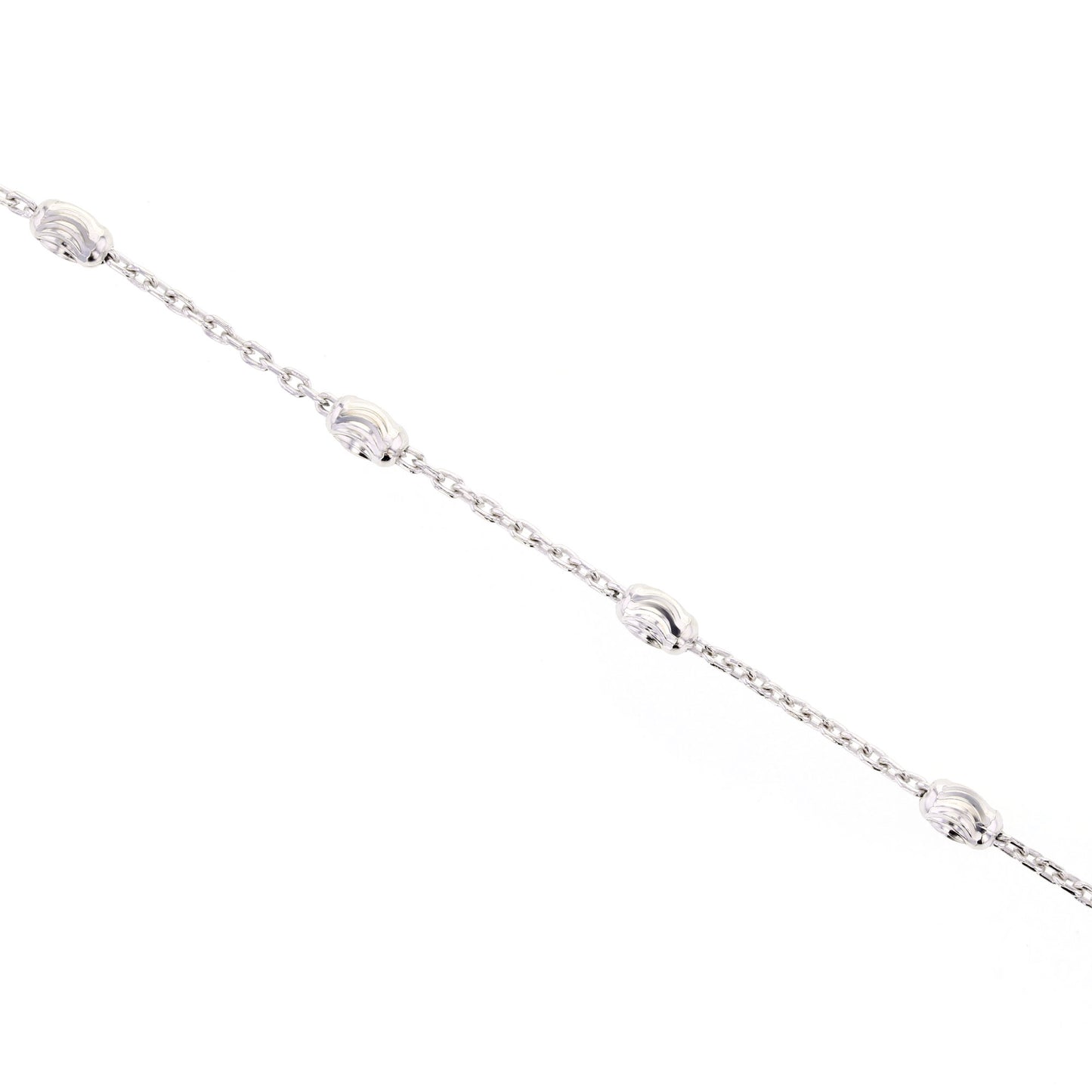 Silver Oval Beaded Anklet