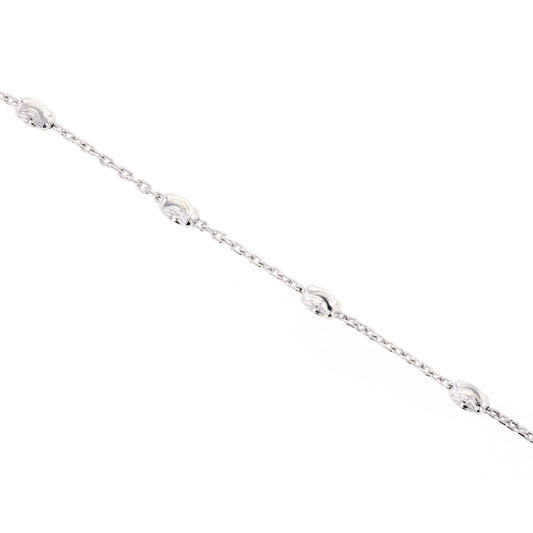 Silver Oval Beaded Anklet