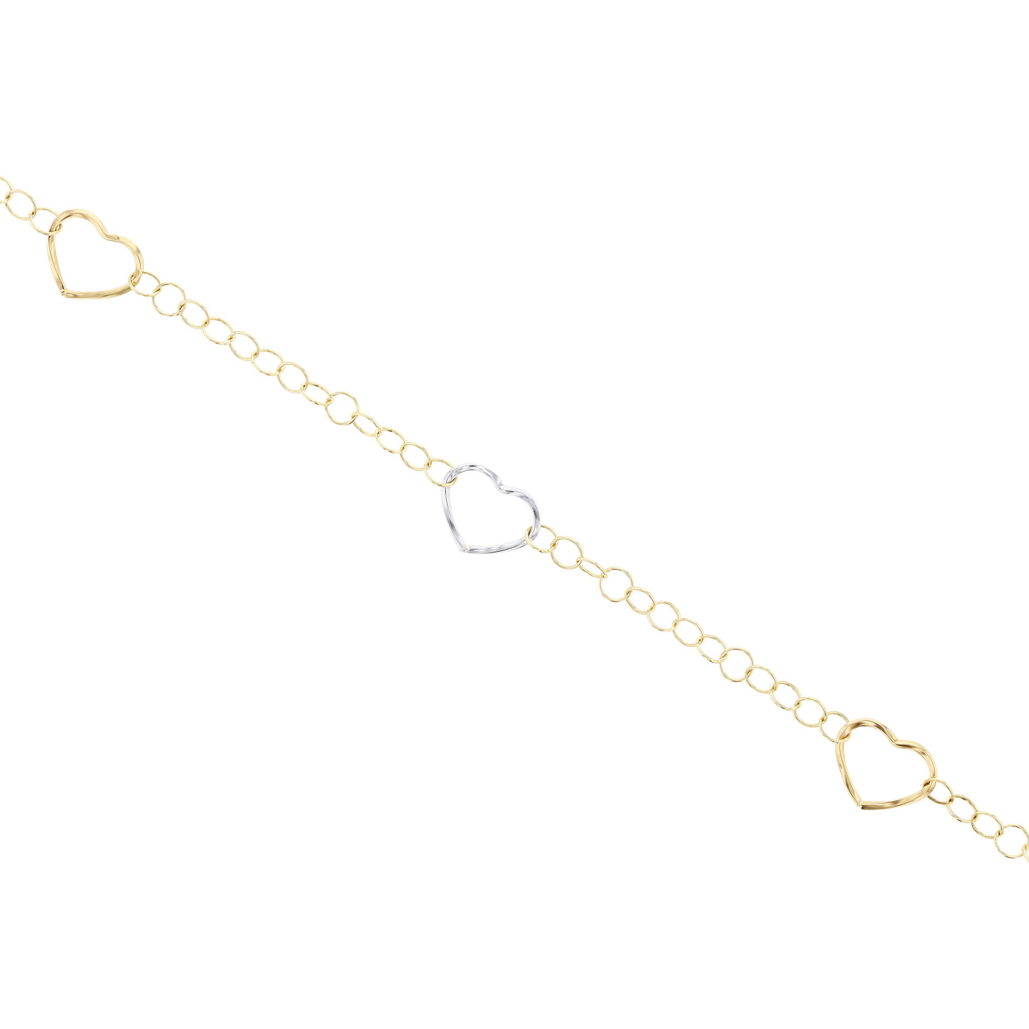 Two-Tone Open Heart Gold Anklet