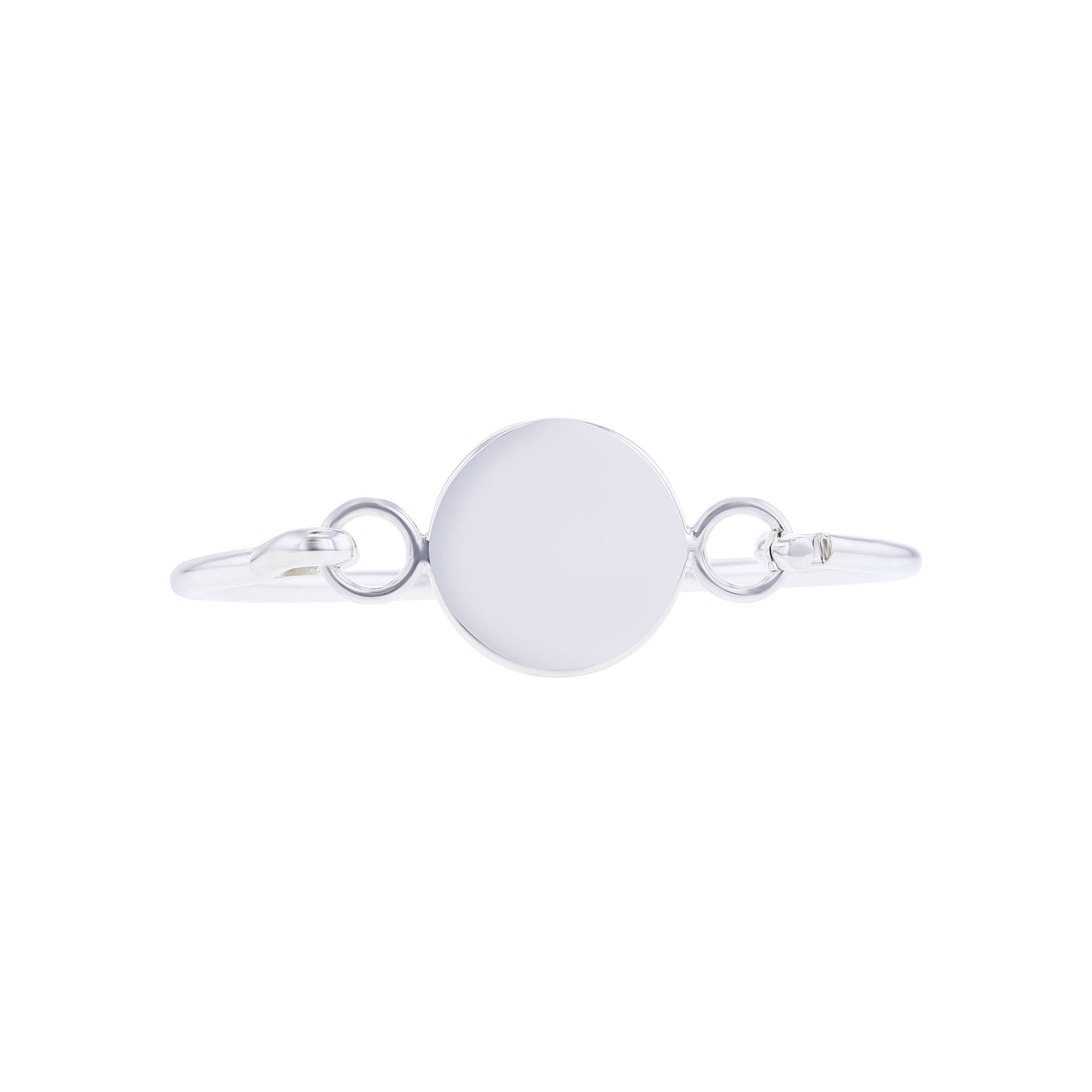 Silver Round Disc Bangle Bracelet