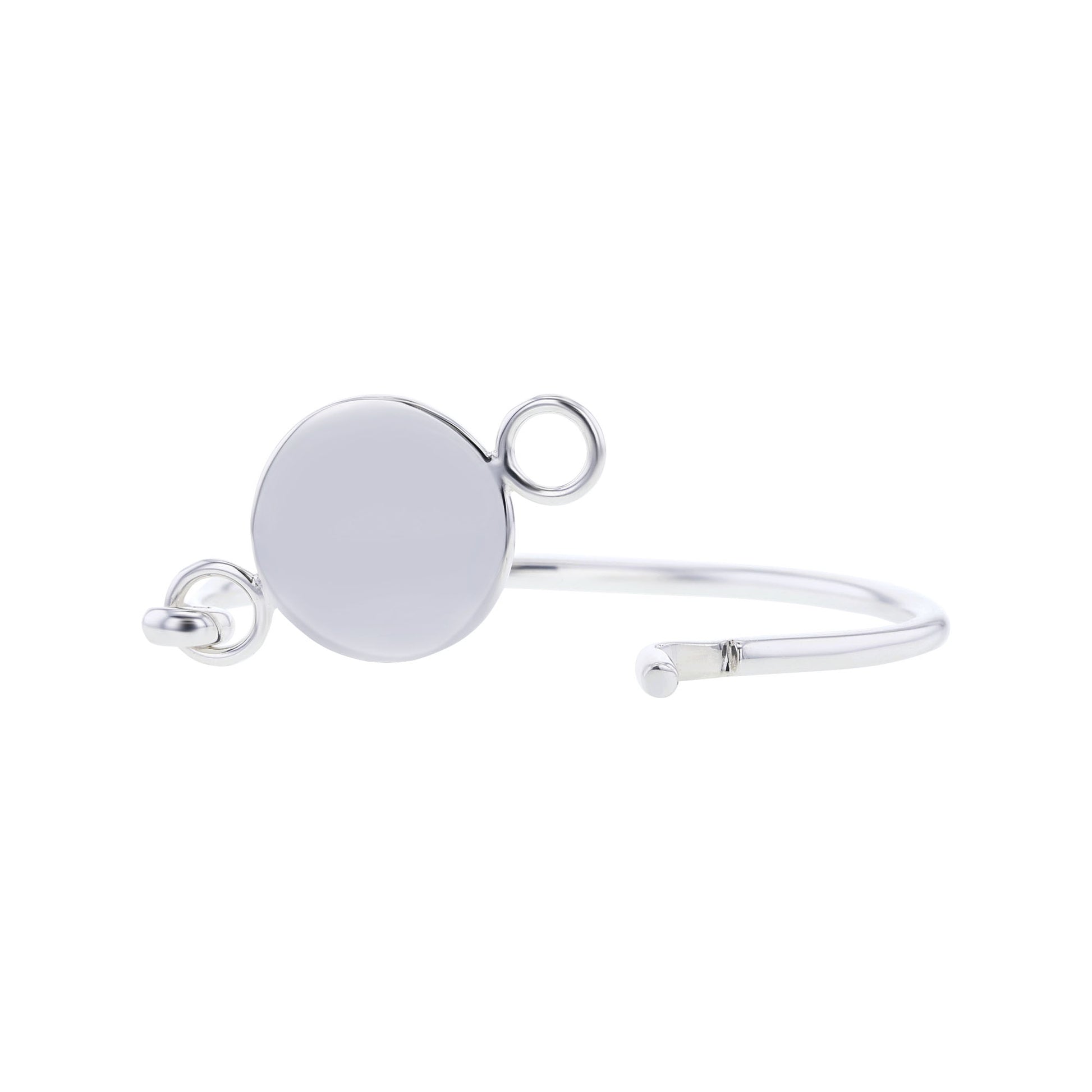 Silver Round Disc Bangle Bracelet