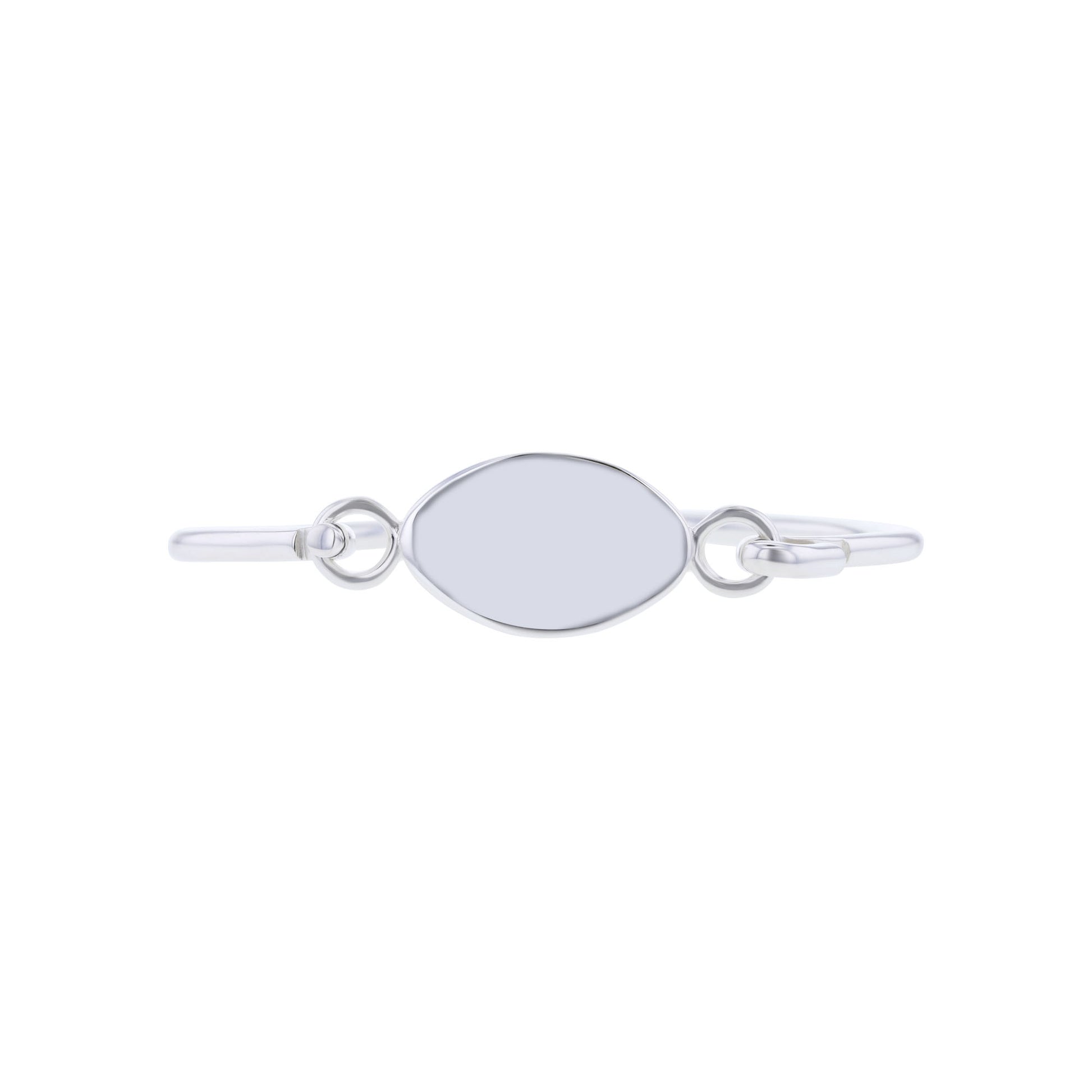 Silver Oval Plate Bangle Bracelet