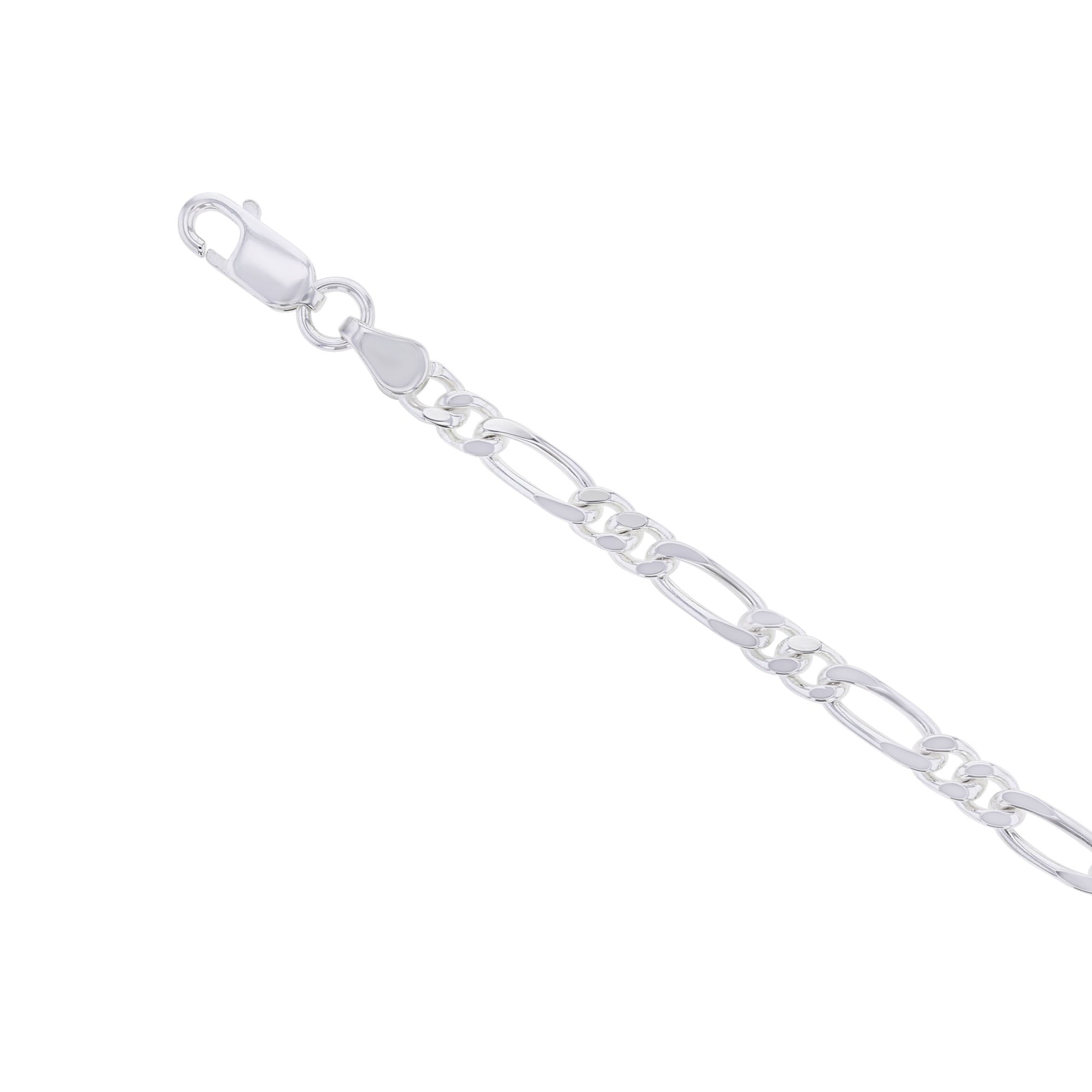 Silver Bar Figaro Chain Bracelet