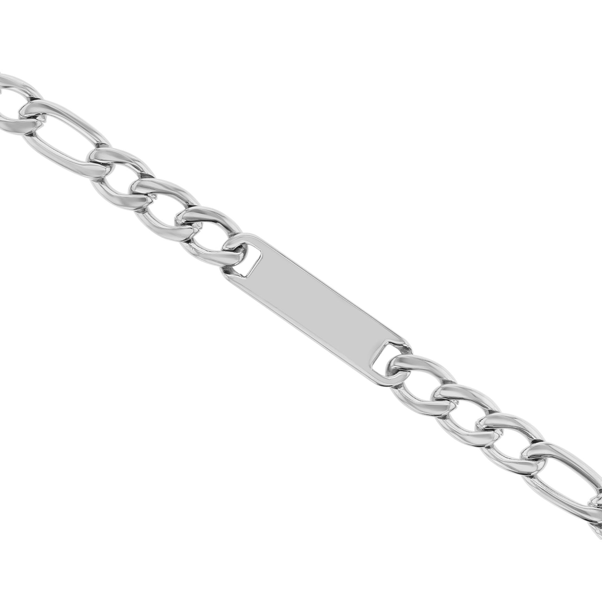 Singled Out Stainless Steel Figaro Link ID Bracelet