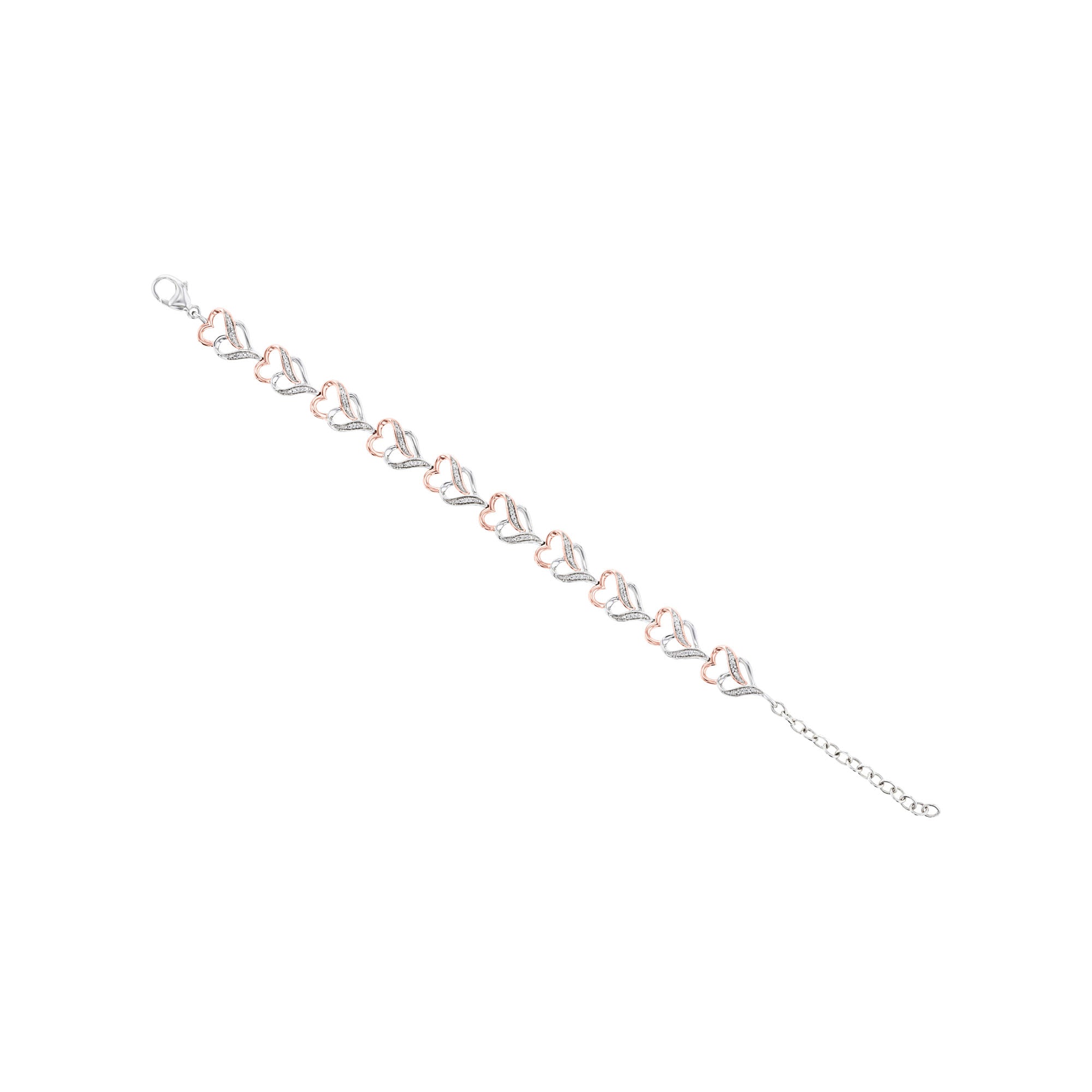 Silver String of Hearts Diamond Bracelet