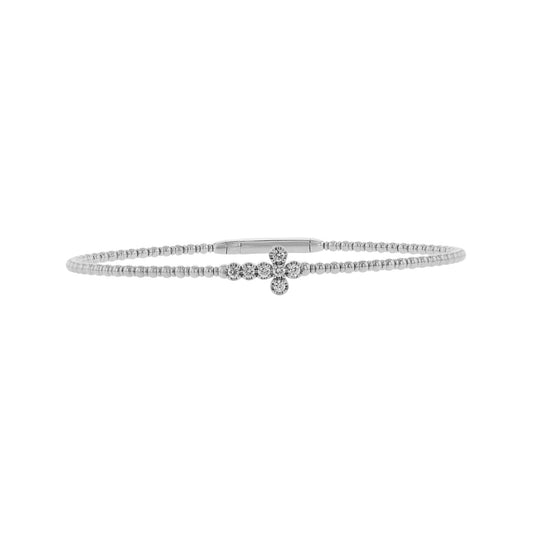 Side Cross Diamond Bangle Bracelet