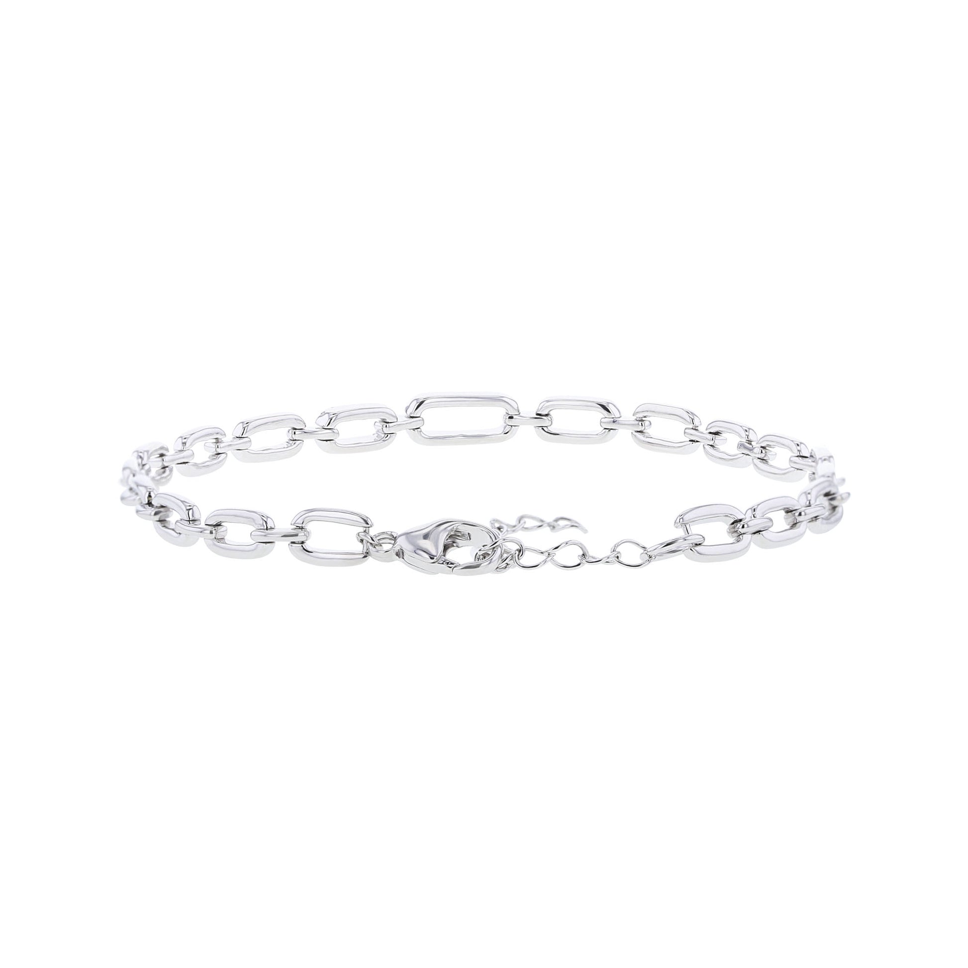 Silver Bristol Paper Clip Link Diamond Bracelet