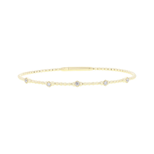 Hexagonal Station Diamond Bangle Bracelet