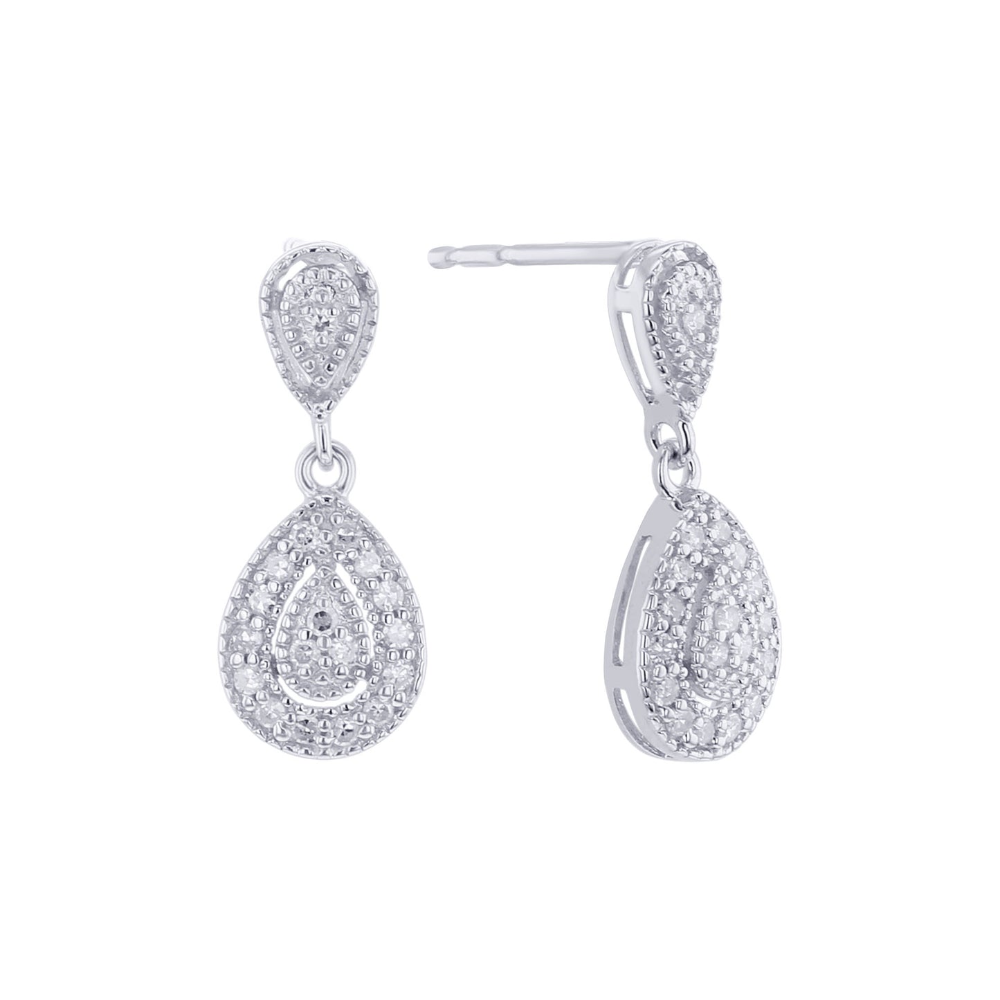 Silver Serenity Diamond Drop Earrings