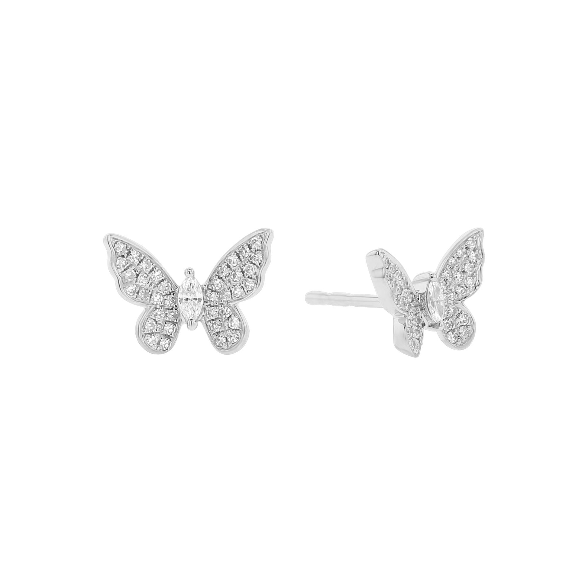 Pave Butterfly Diamond Earrings