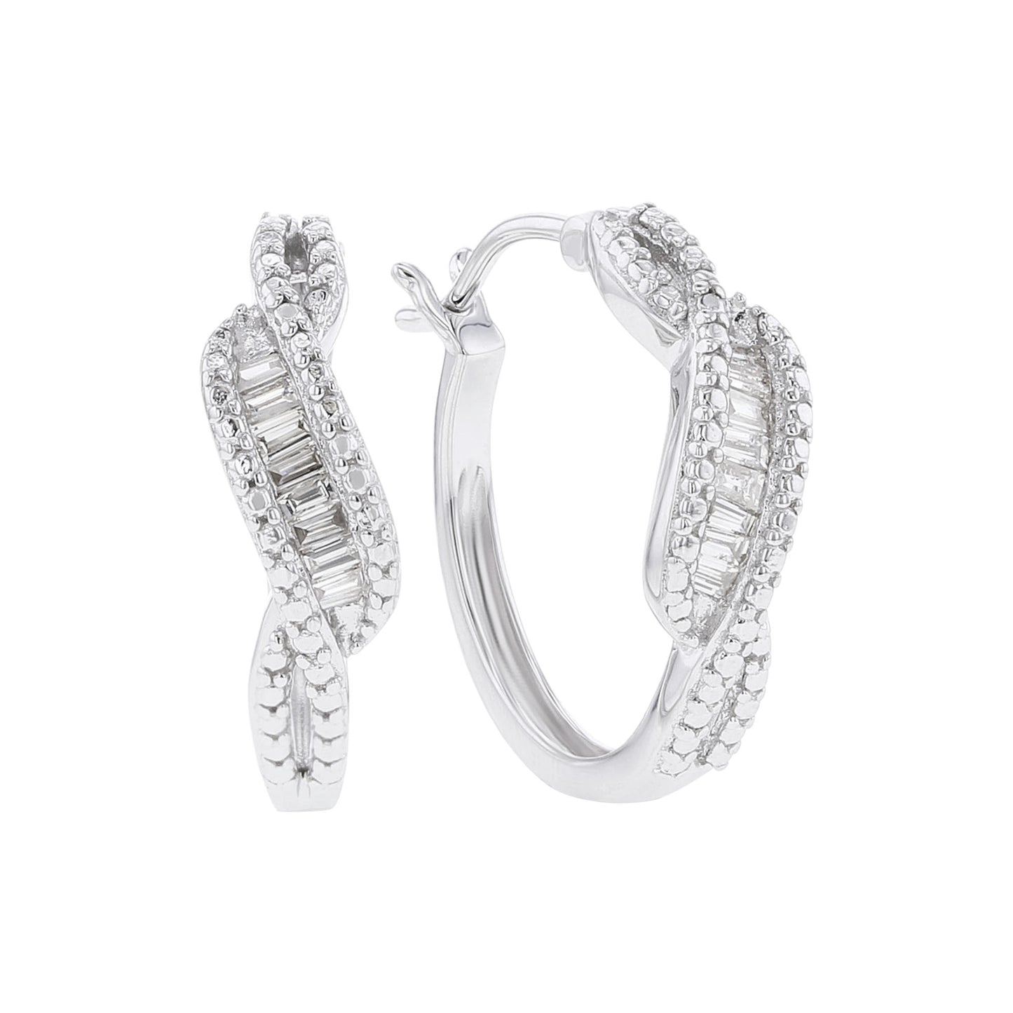 Silver At Last Diamond Hoop Earrings