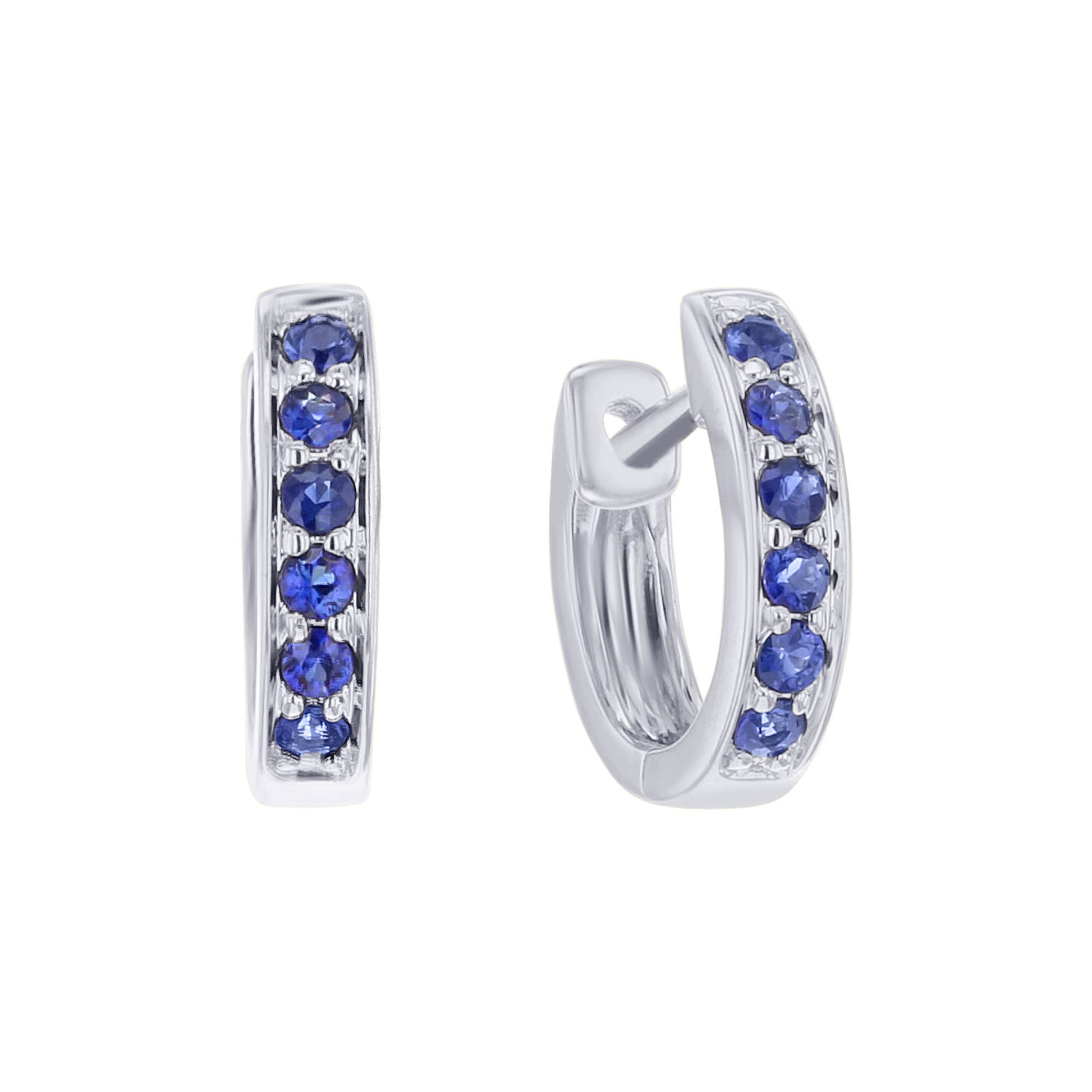 Regal Sapphire Huggie Hoop Earrings