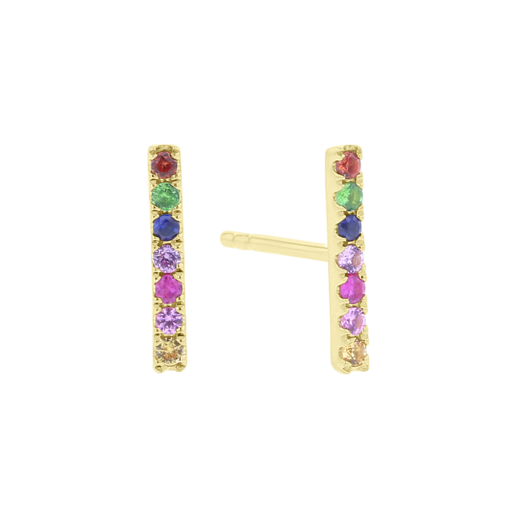 Fantasy Rainbow Sapphire Stud Earrings