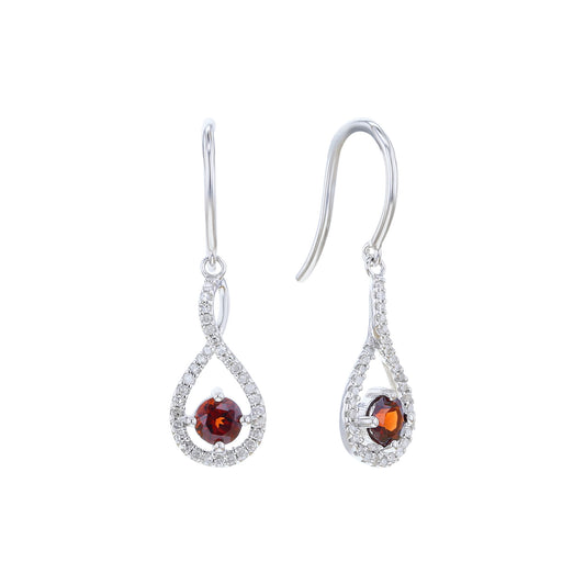 Silver Limitless Garnet & Diamond Drop Earrings