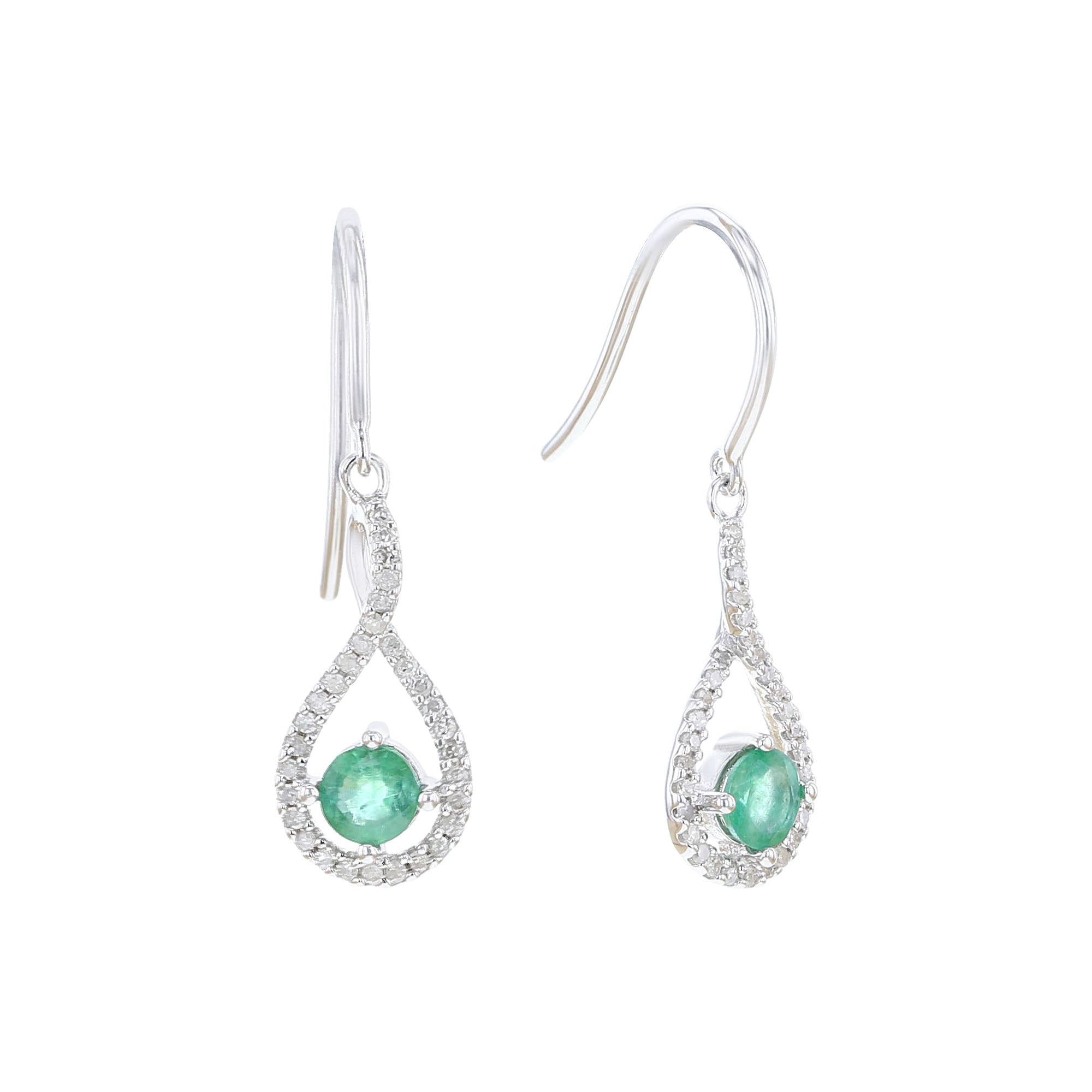 Silver Limitless Emerald & Diamond Drop Earrings