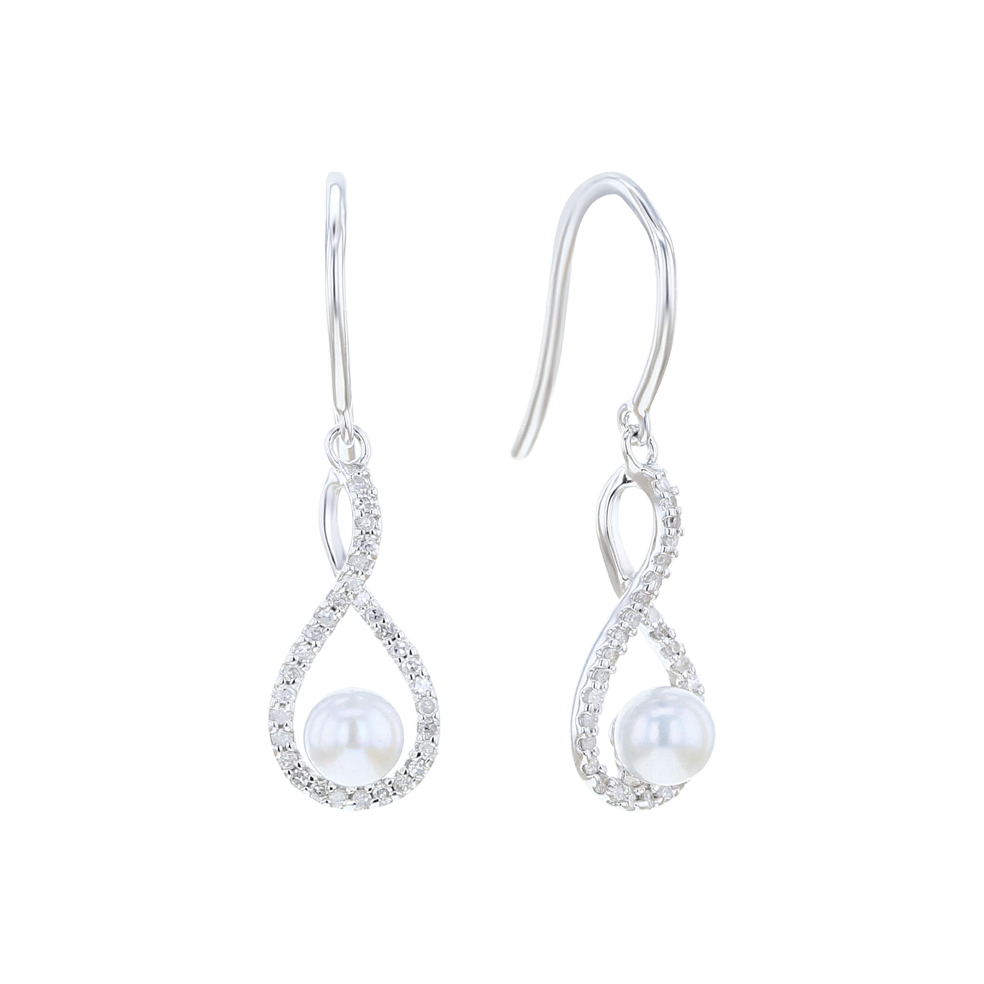 Silver Limitless Pearl & Diamond Drop Earrings