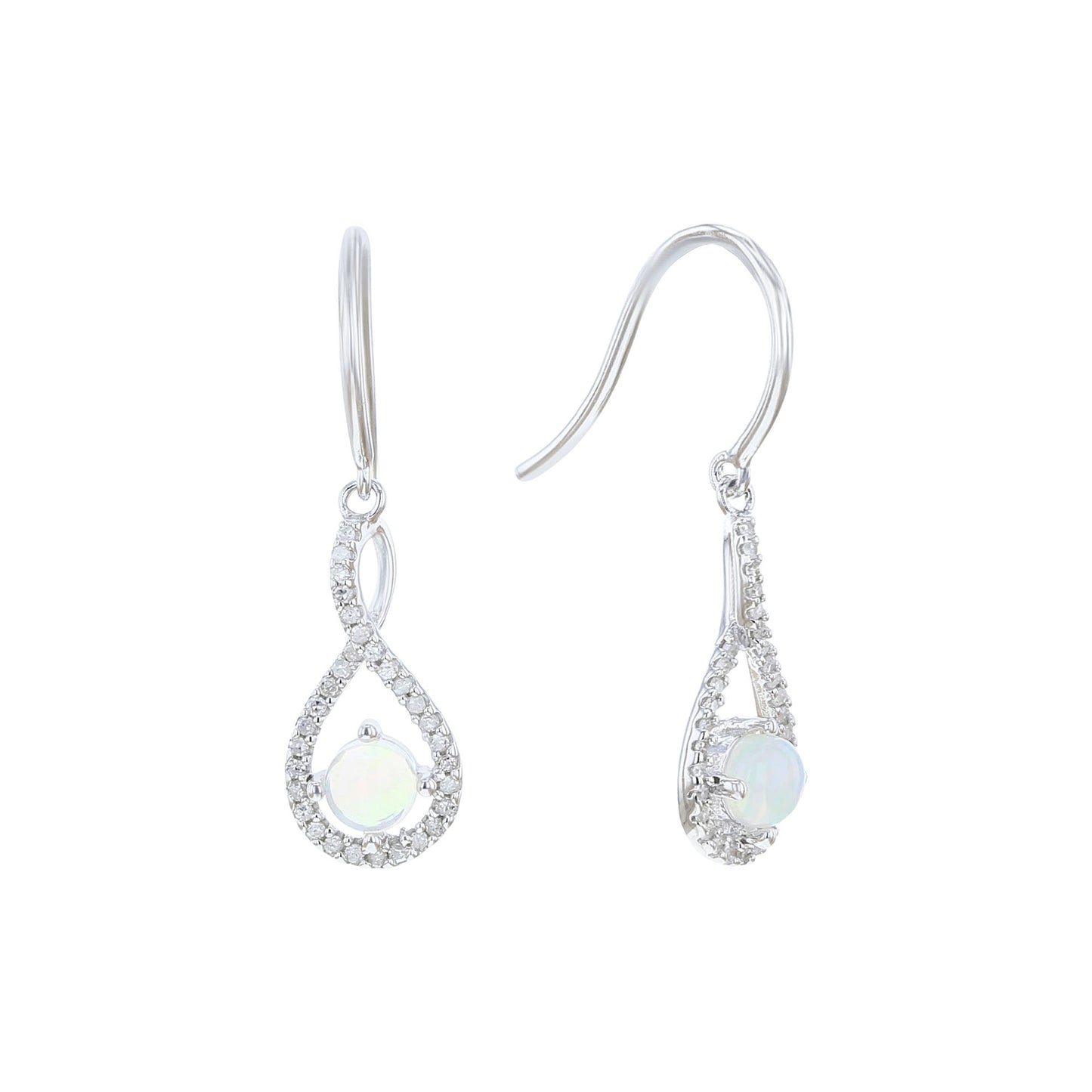 Silver Limitless Opal & Diamond Drop Earrings