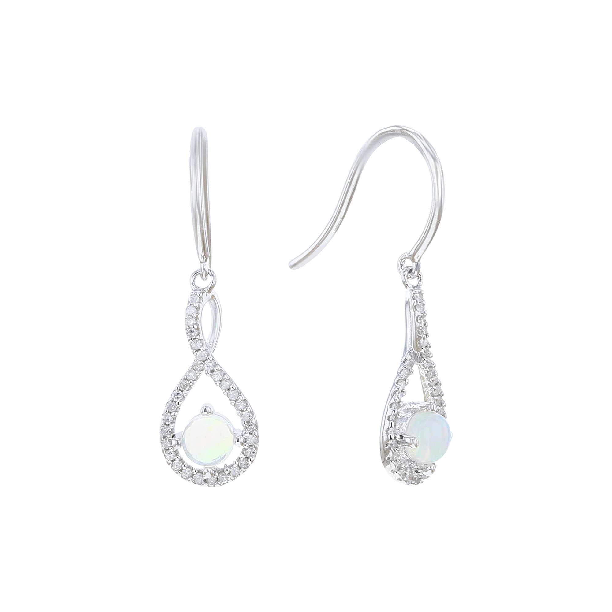 Silver Limitless Opal & Diamond Drop Earrings