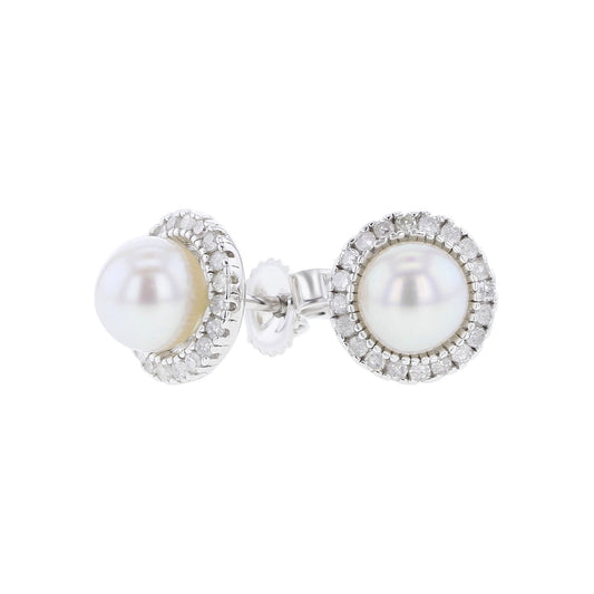 Silver Sprinkle Pearl & Diamond Earrings