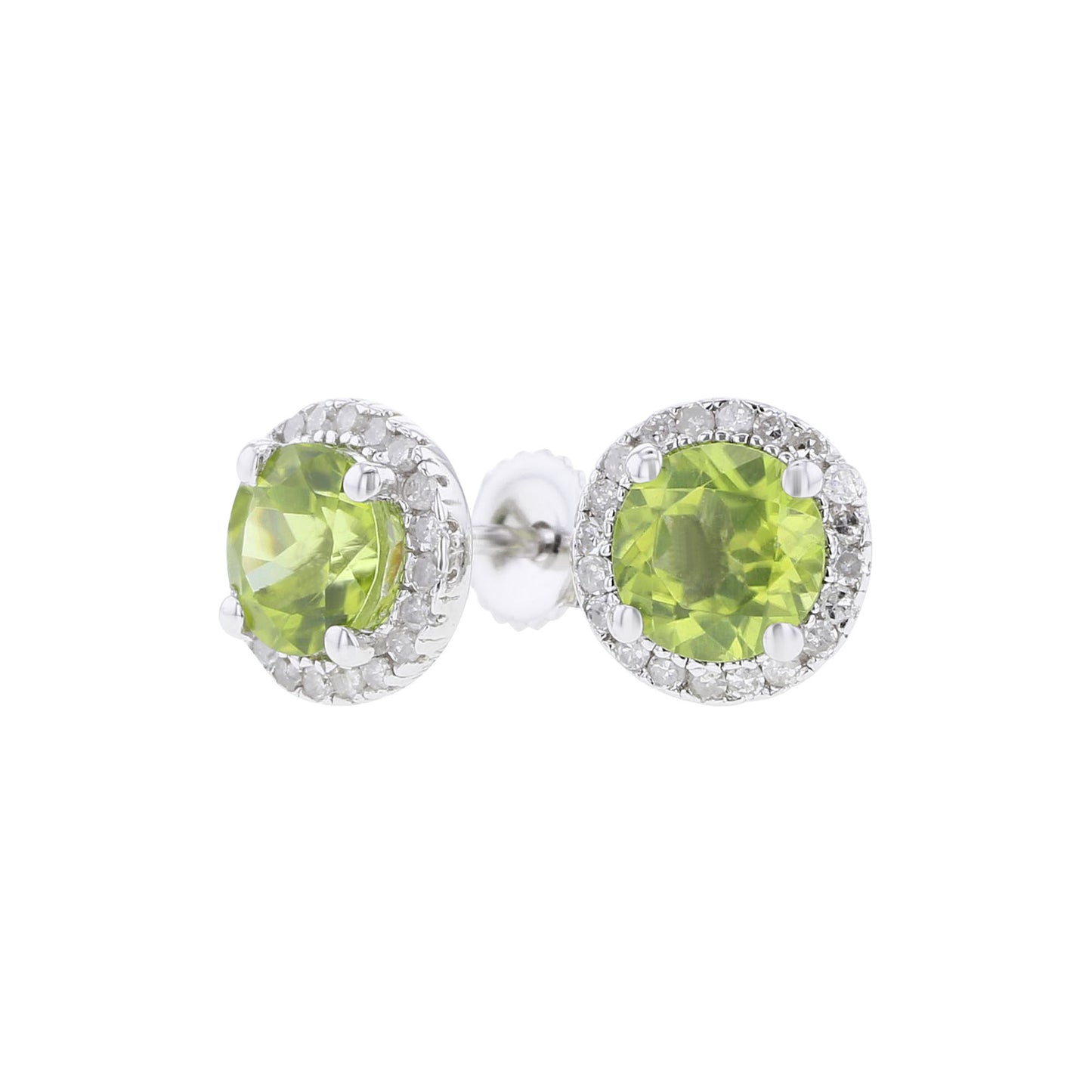 Silver Sprinkle Peridot & Diamond Earrings