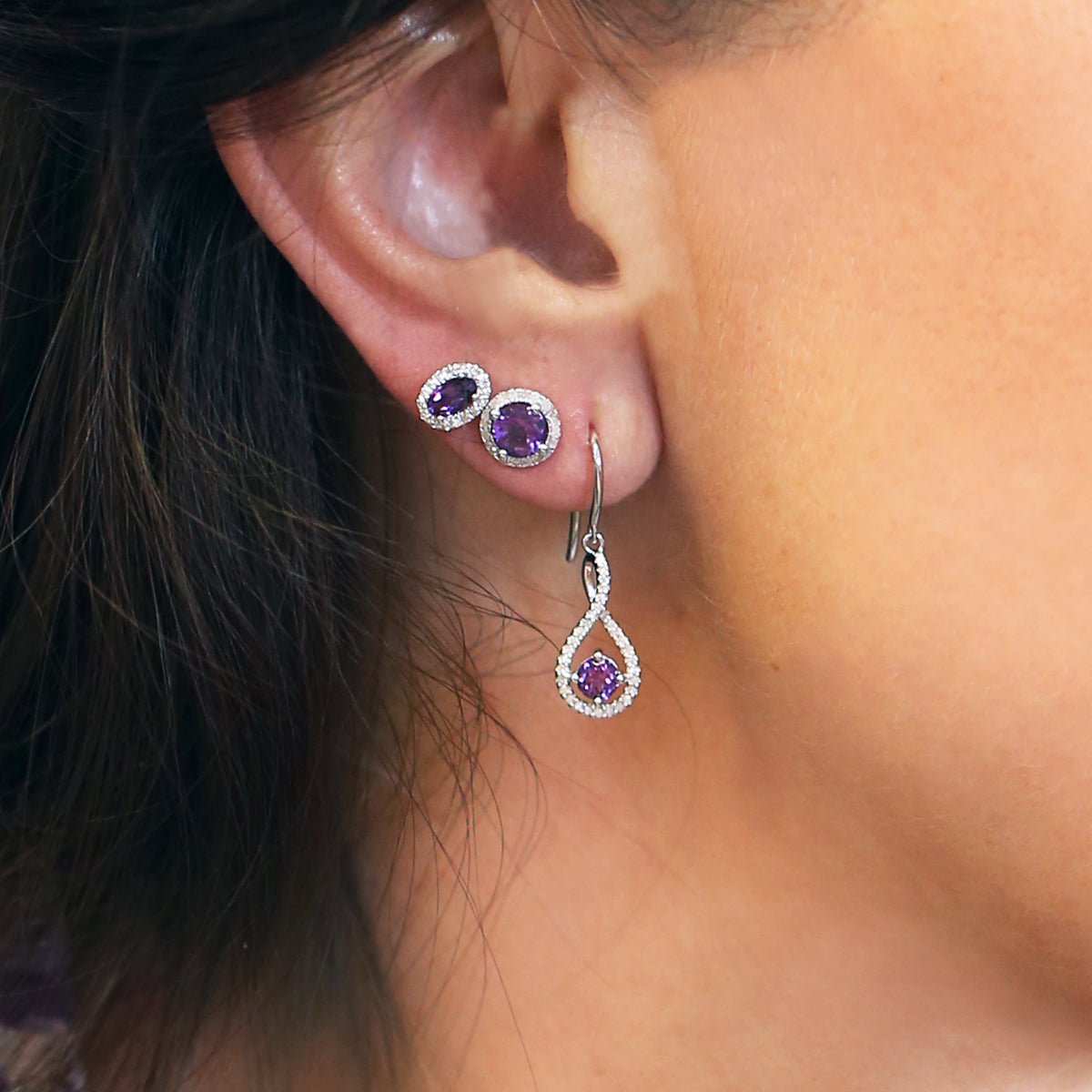 Popsicle Amethyst & Diamond Earrings