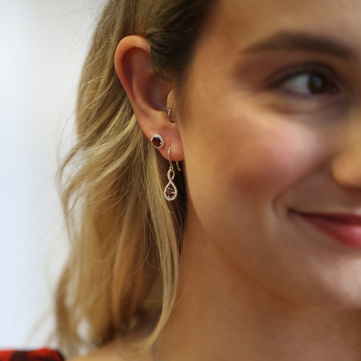 Silver Sprinkle Garnet & Diamond Earrings