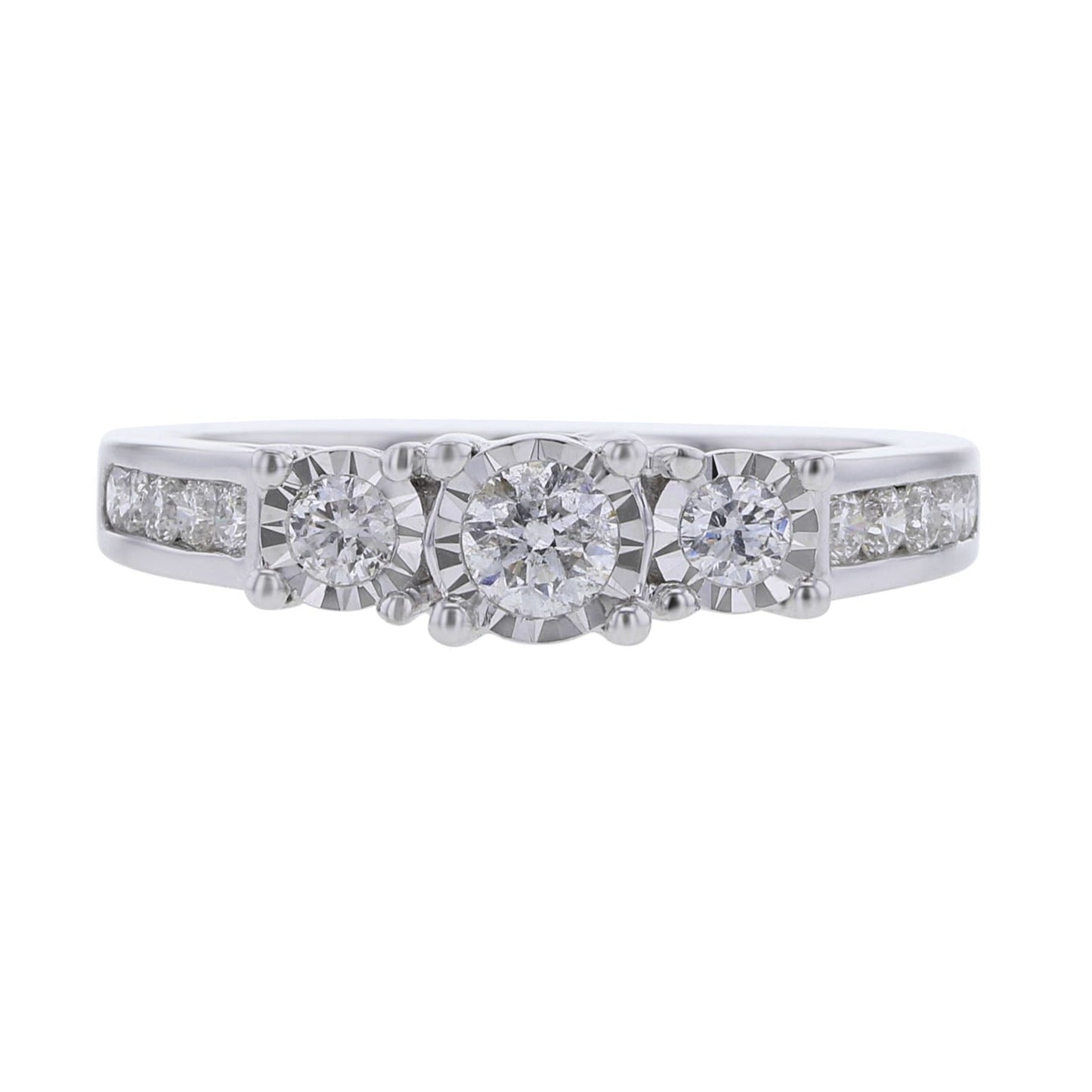 Channel Set Mirage Three Stone Ready for Love Diamond Engagement Ring 1/2ct