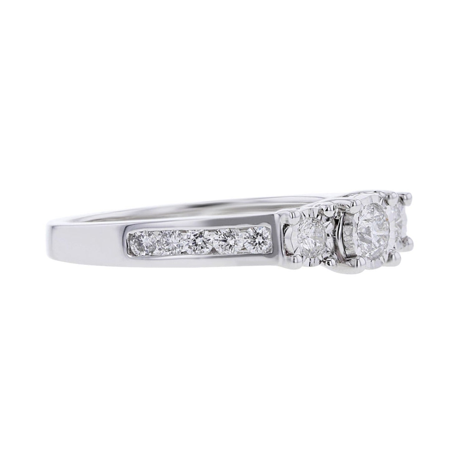 Channel Set Mirage Three Stone Ready for Love Diamond Engagement Ring 1/2ct