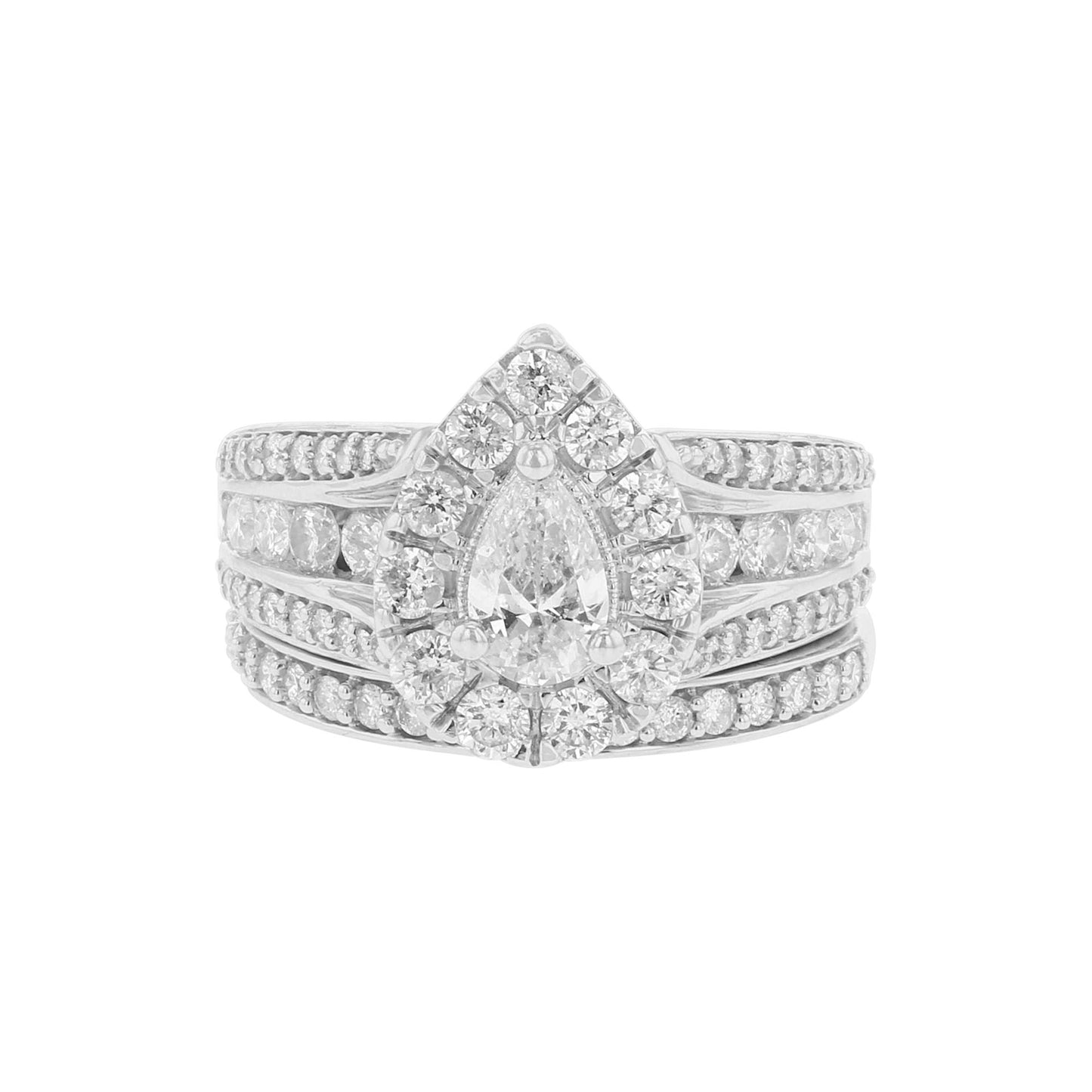 Donatella Pear Halo Ready for Love Diamond Bridal Set