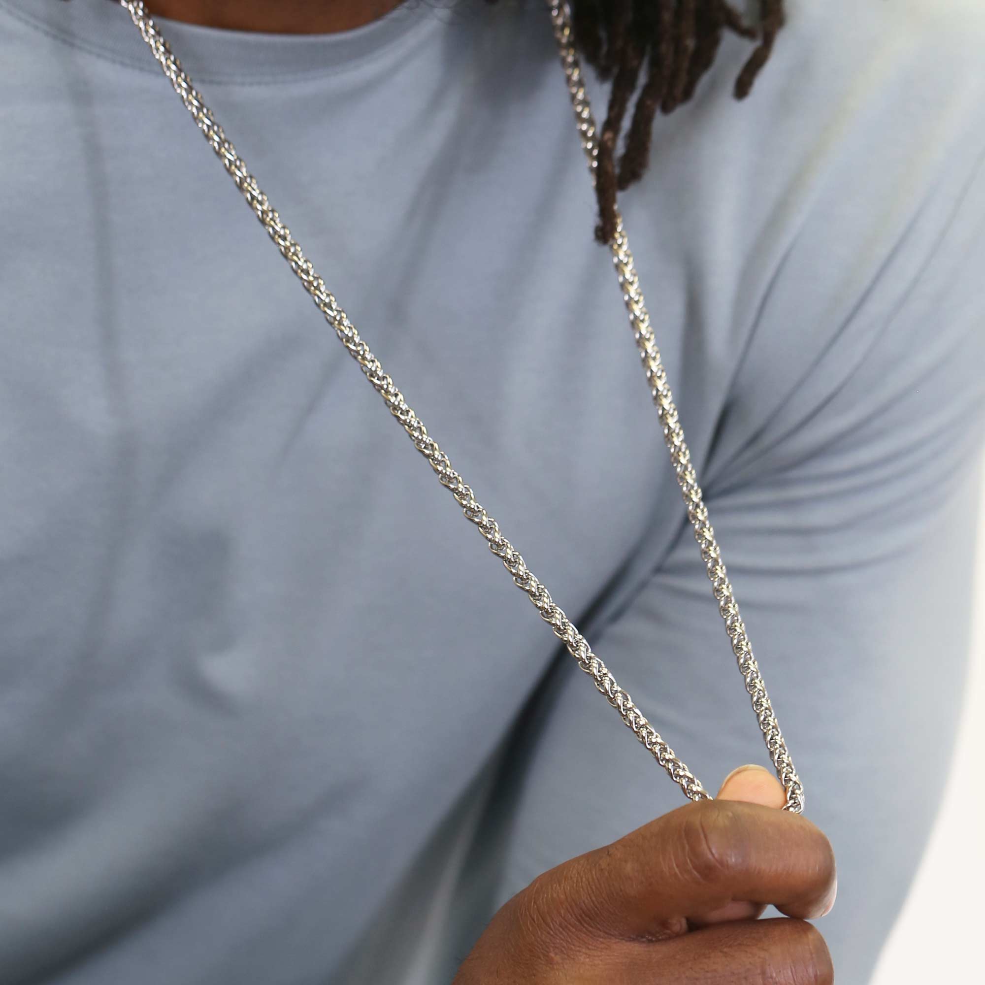 Rover Stainless Steel Convertible Wheat Chain Necklace
