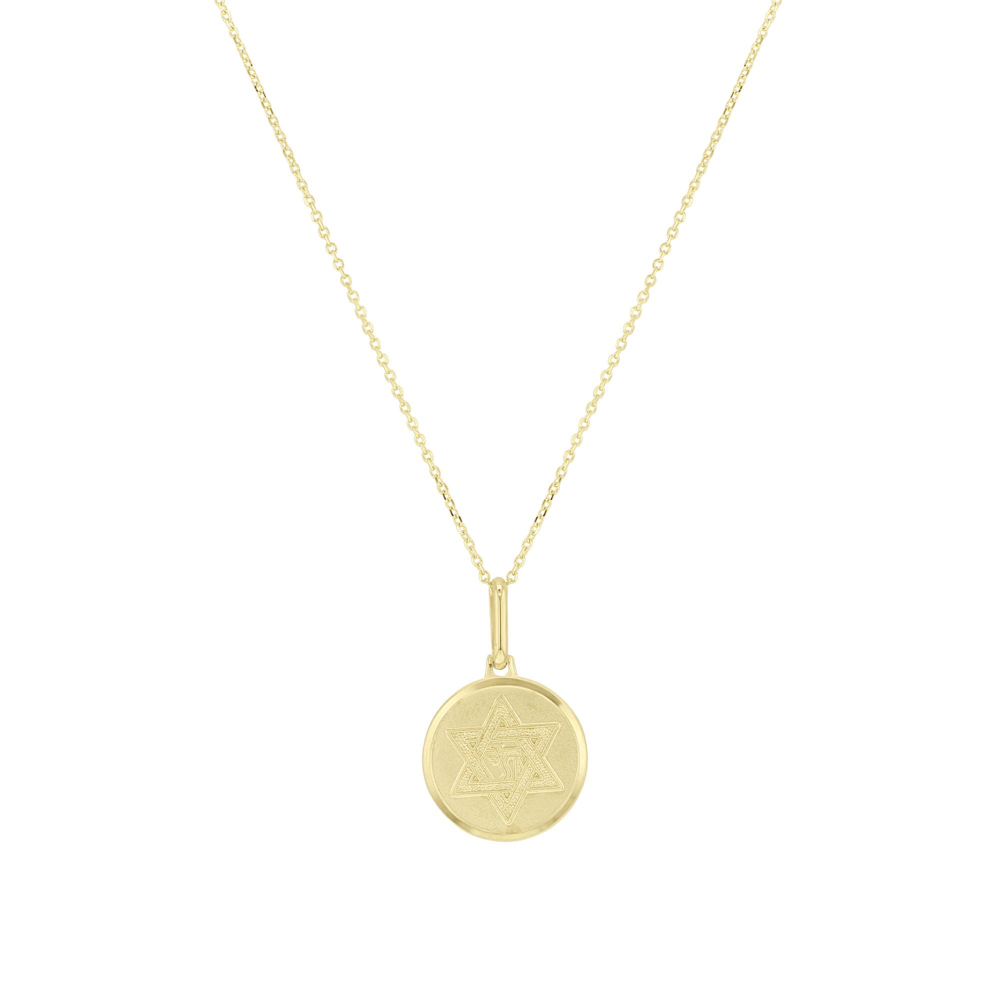 Star of David Gold Disc Necklace