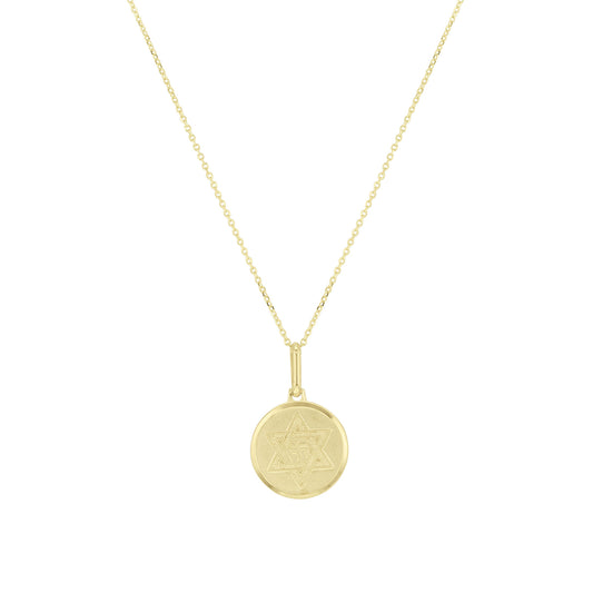 Star of David Gold Disc Necklace