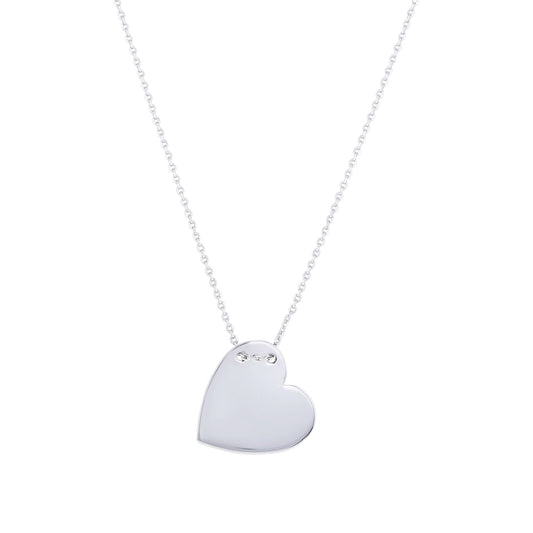 Silver Heart Plate Necklace