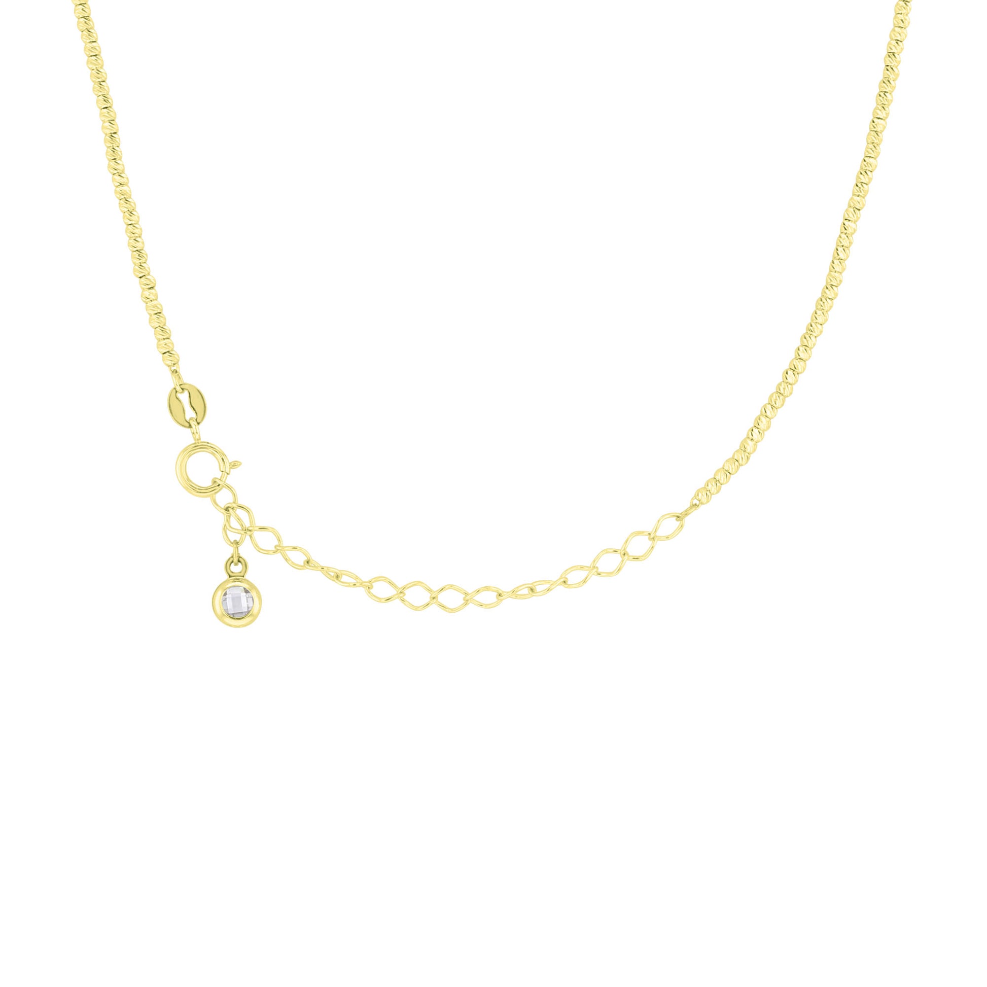 Times Square Diamond Cut Gold Beaded Chain Necklace