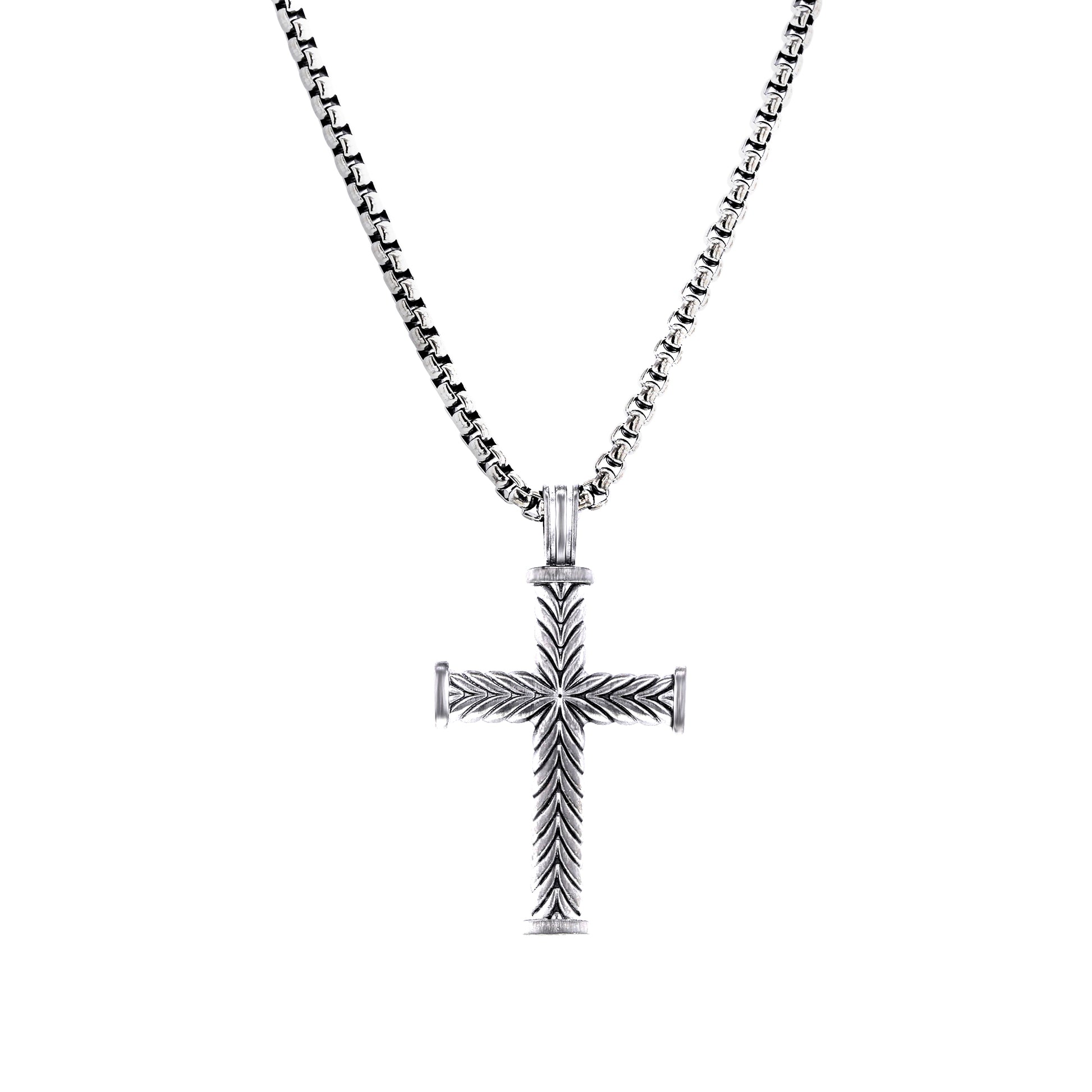 Silas Stainless Steel Chevron Cross Necklace