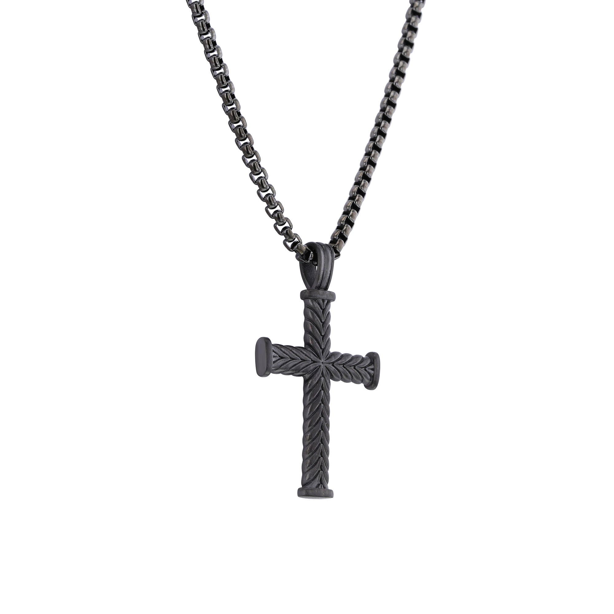 Silas Stainless Steel Chevron Cross Necklace