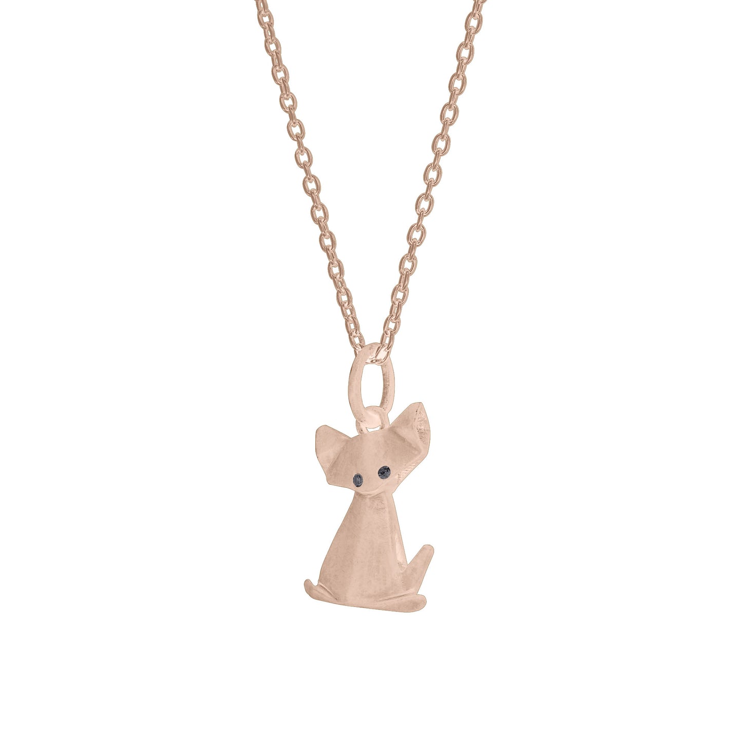 Mini Origami Cat Diamond Necklace