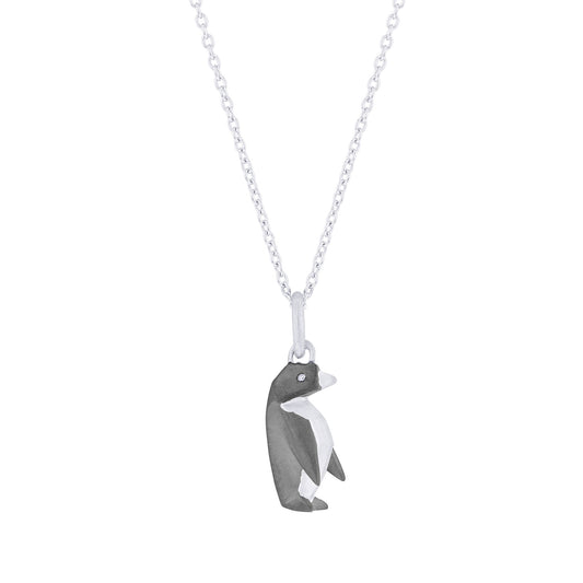 Origami Penguin Diamond Necklace