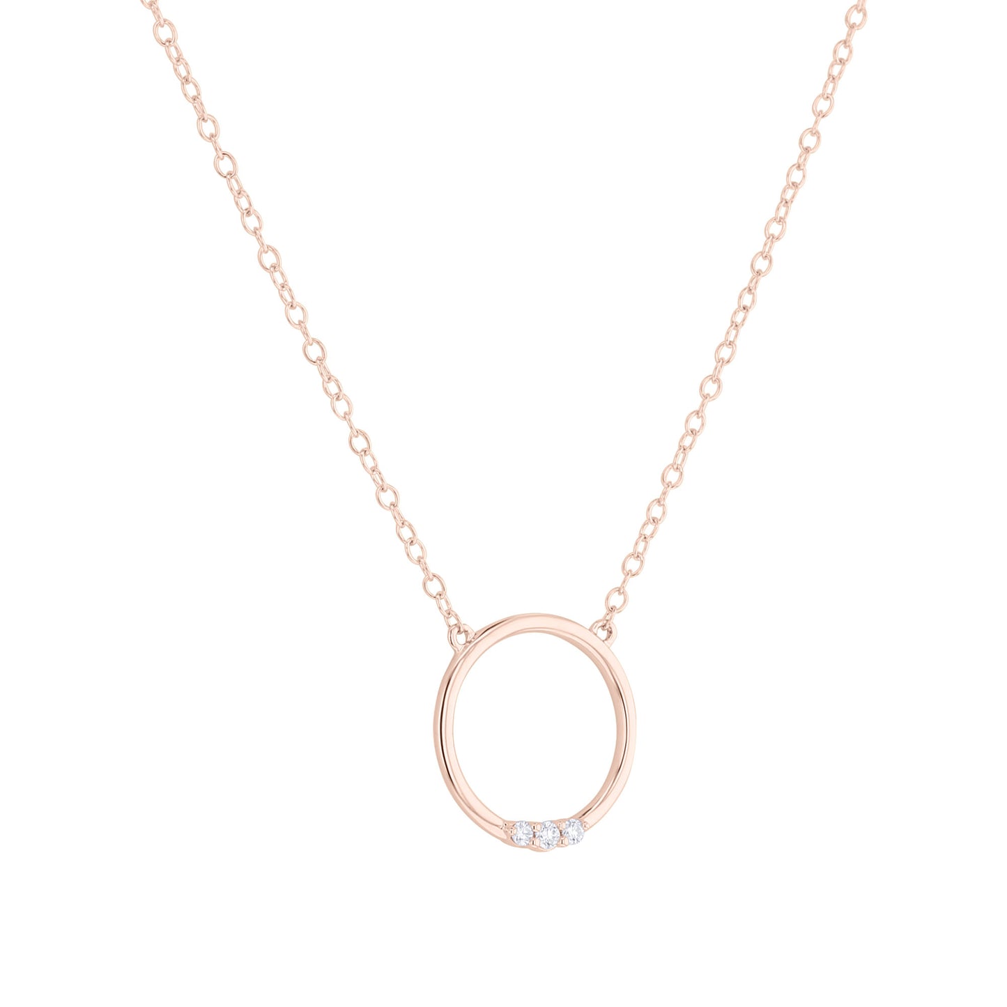 Circle 3 Stone Diamond Necklace