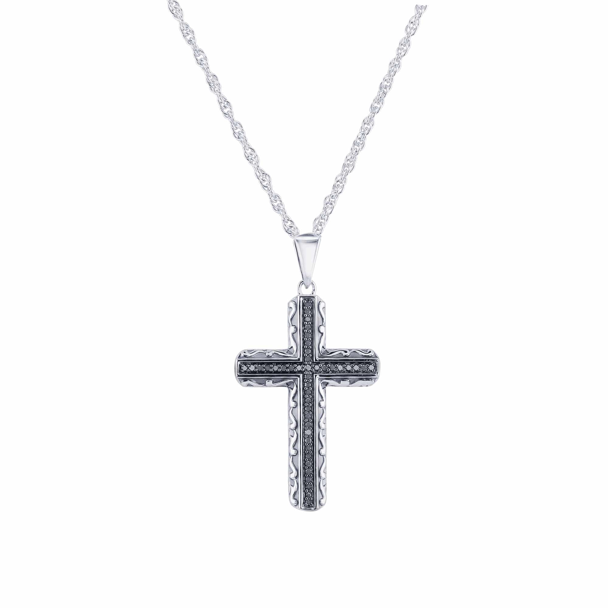 Shadow Black Diamond Cross Necklace