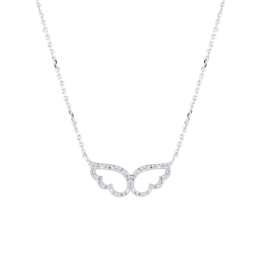 Silver Wings of an Angel Diamond Necklace