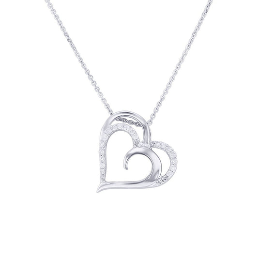 Silver Entwined Love Heart Diamond Necklace