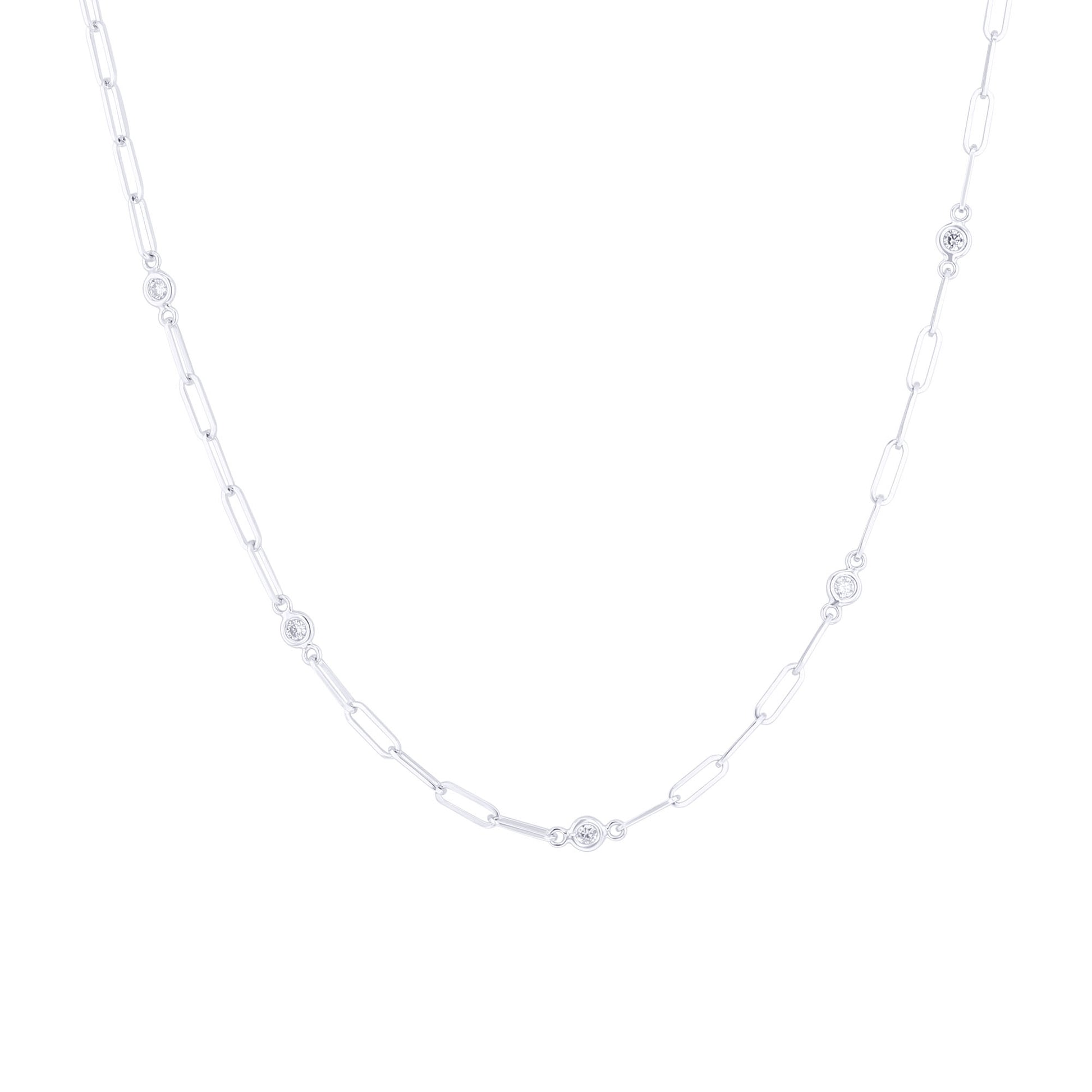 Modern Paperclip Station Diamond Necklace 1/2ct